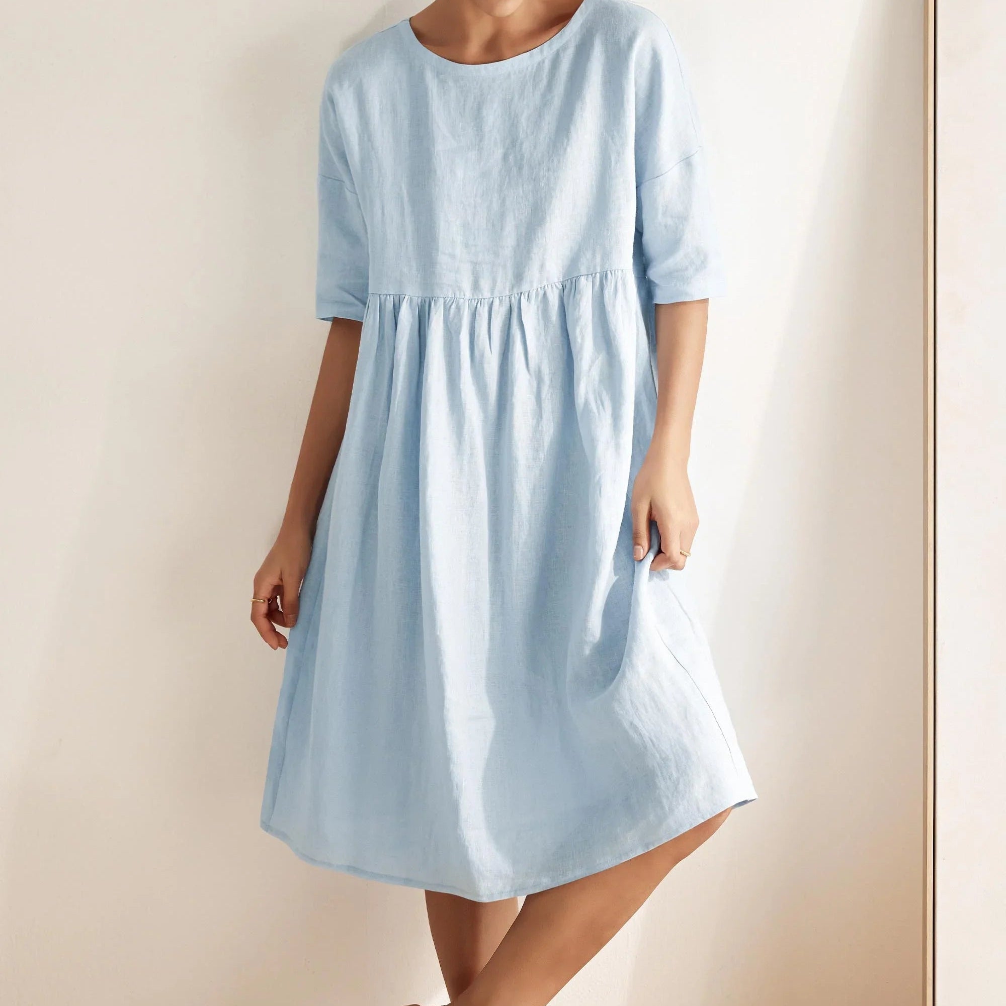 Linen A-Line Midi — Valencia