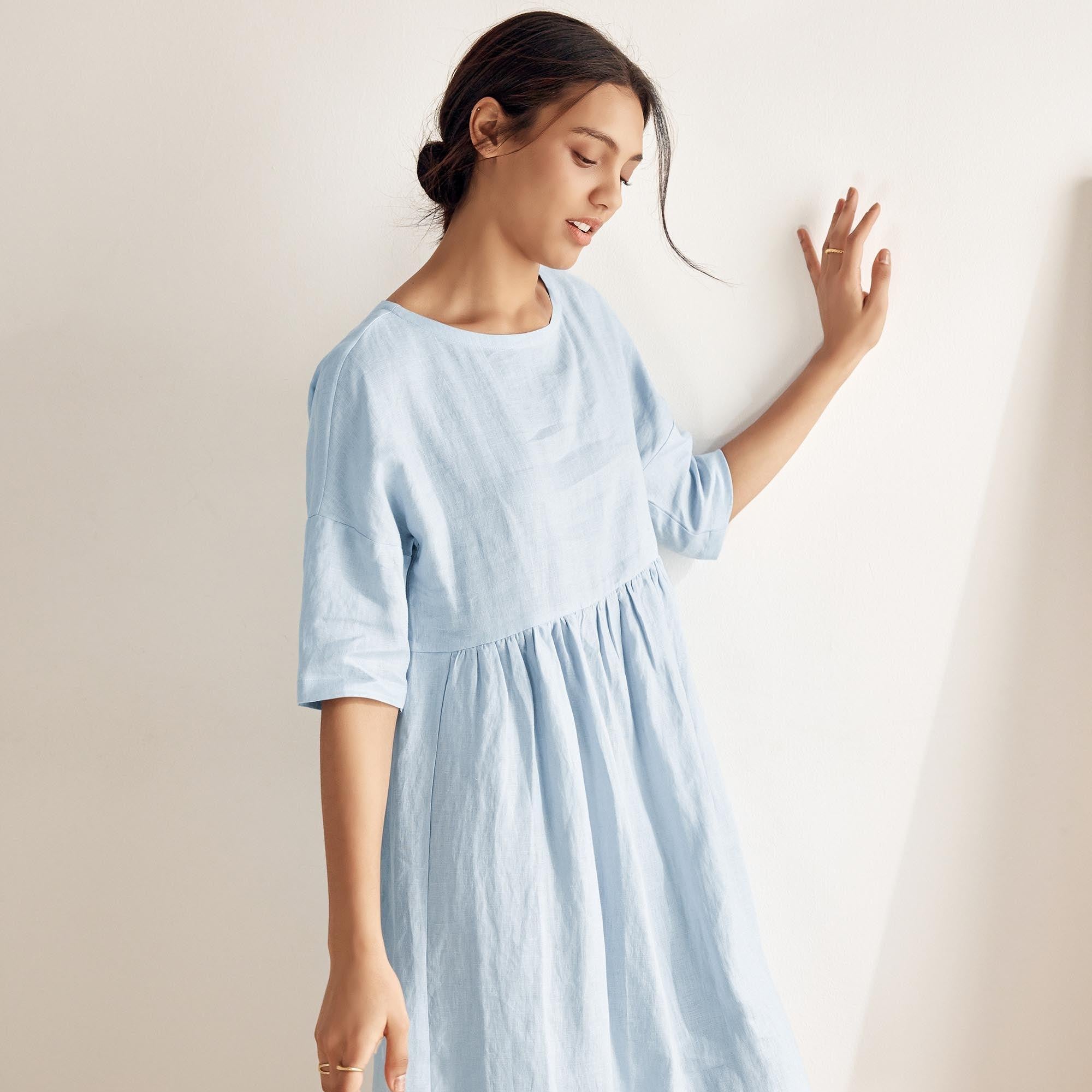 Linen A-Line Midi — Valencia