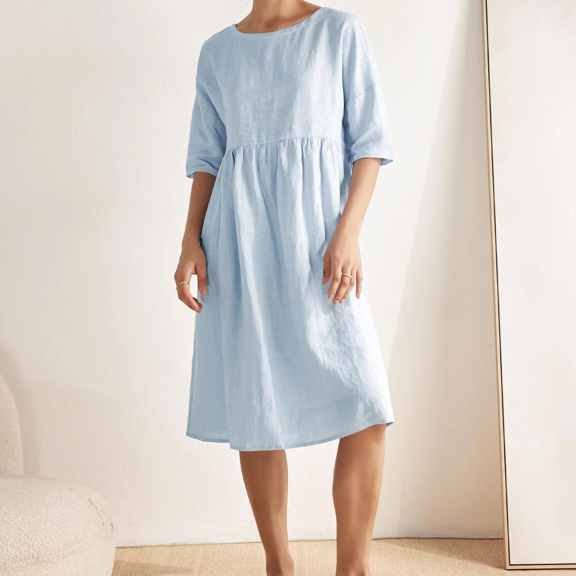 Linen A-Line Midi — Valencia