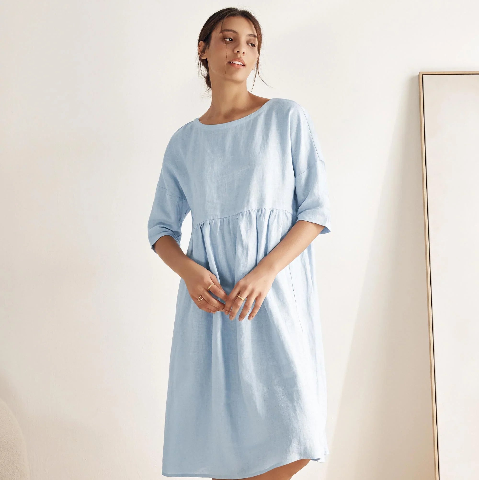 Linen A-Line Midi — Valencia