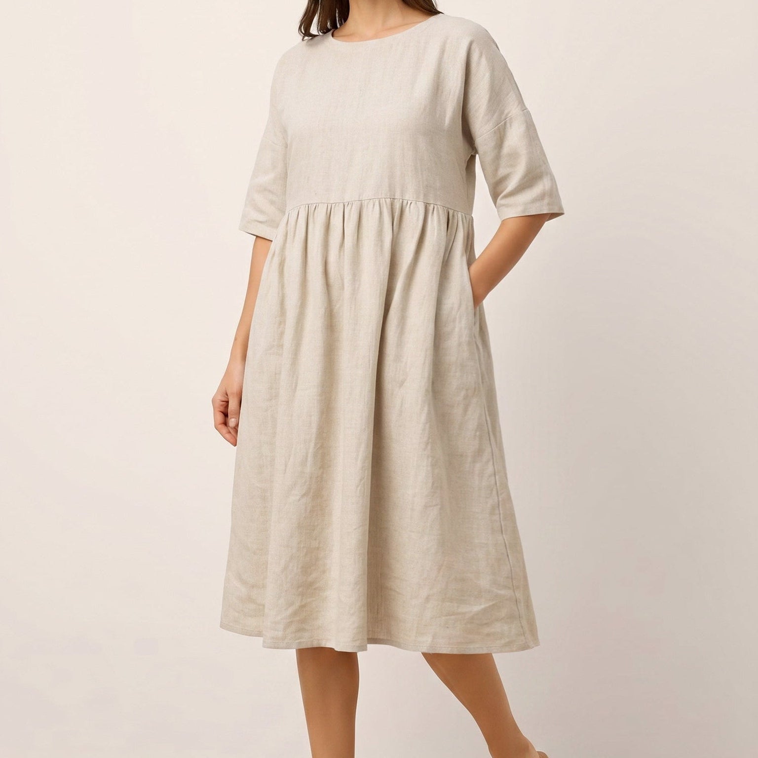 Linen A-Line Midi — Valencia