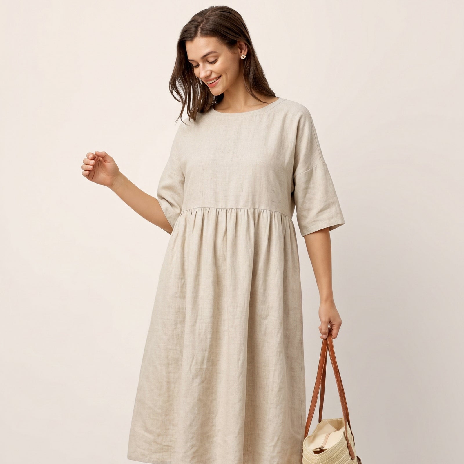 Linen A-Line Midi — Valencia