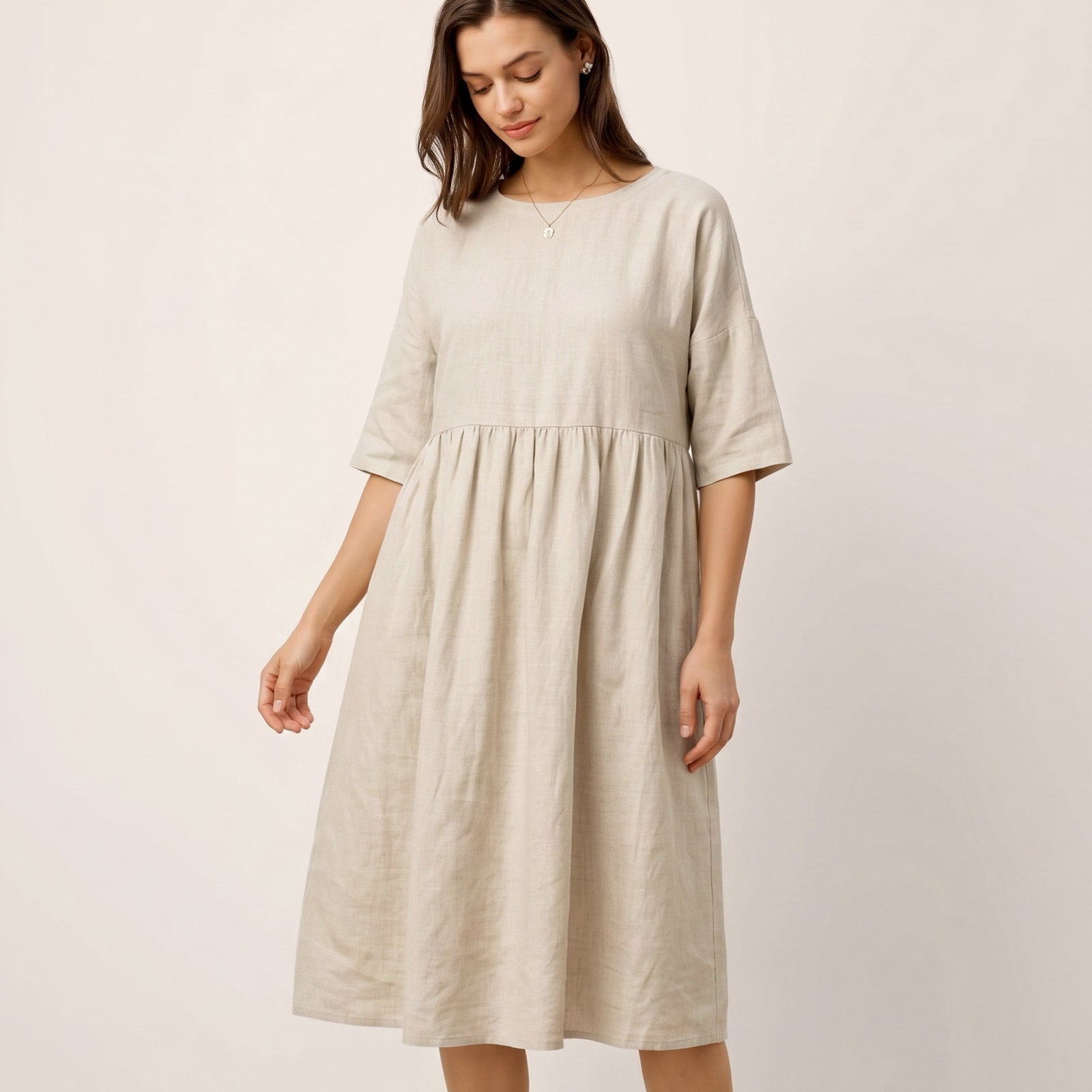 Linen A-Line Midi — Valencia