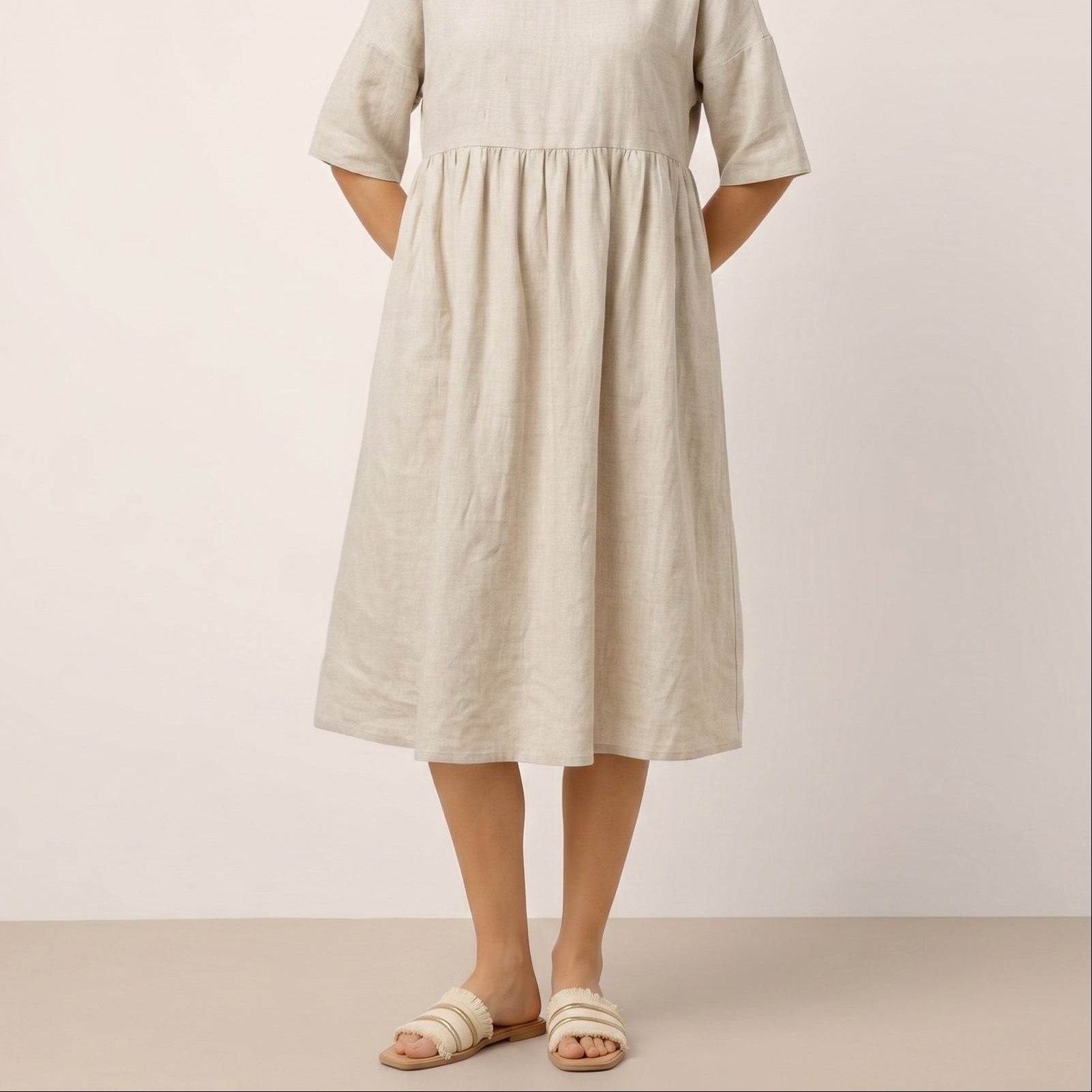 Linen A-Line Midi — Valencia