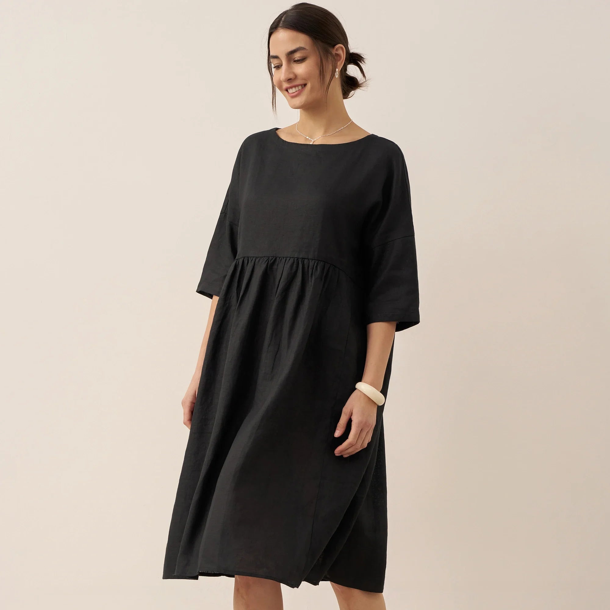Linen A-Line Midi — Valencia