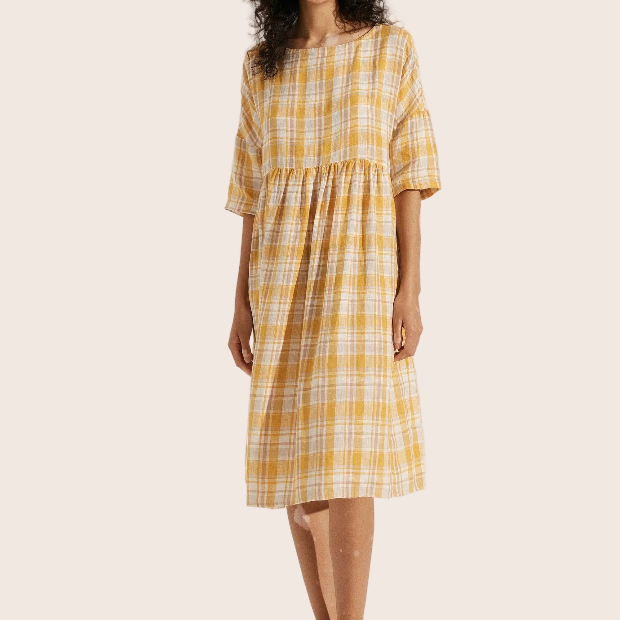 Linen A-Line Midi — Valencia