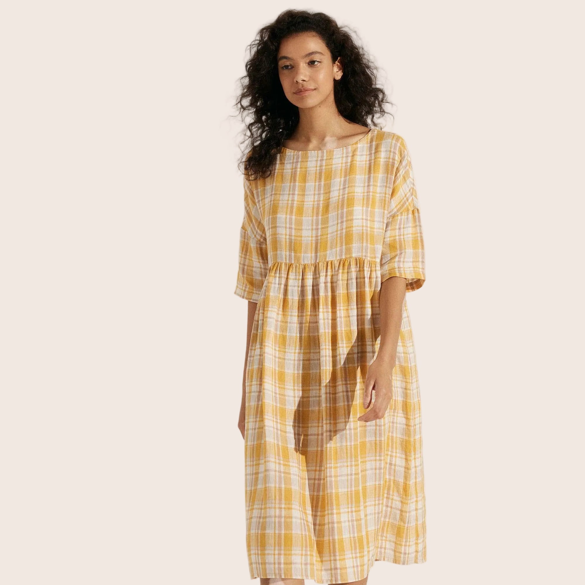 Linen A-Line Midi — Valencia