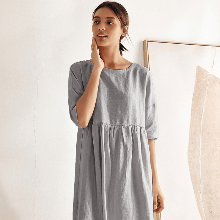 Linen A-Line Midi — Valencia