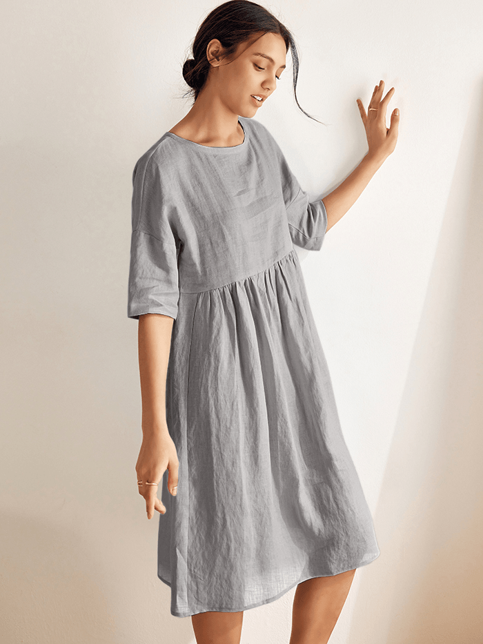 Linen A-Line Midi — Valencia