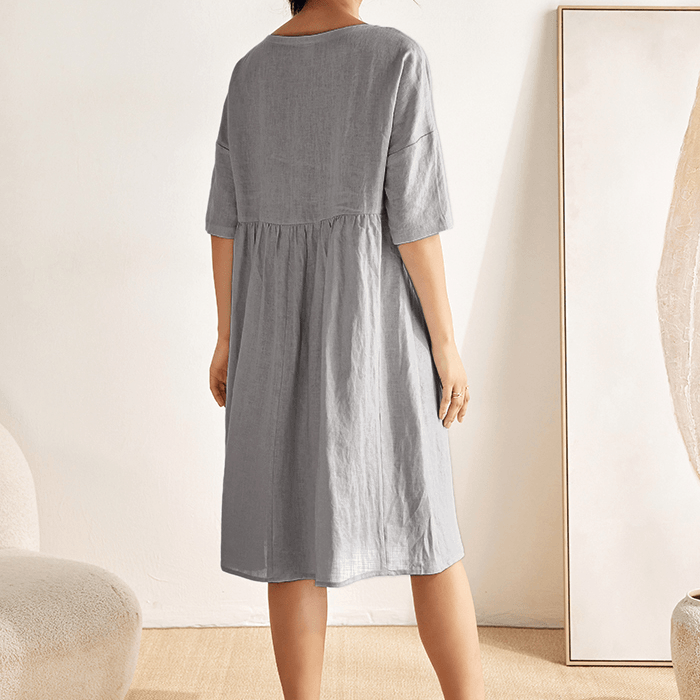 Linen A-Line Midi — Valencia