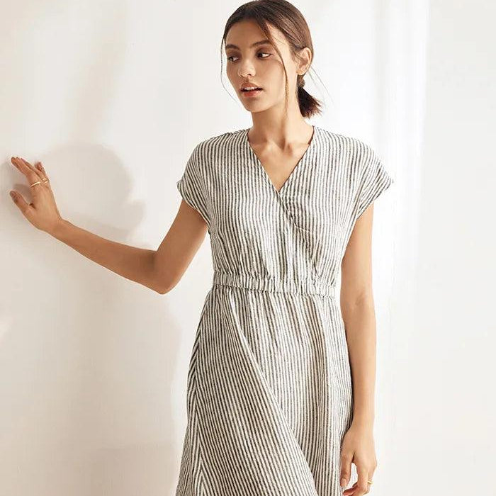 Linen Striped Dress — Aria