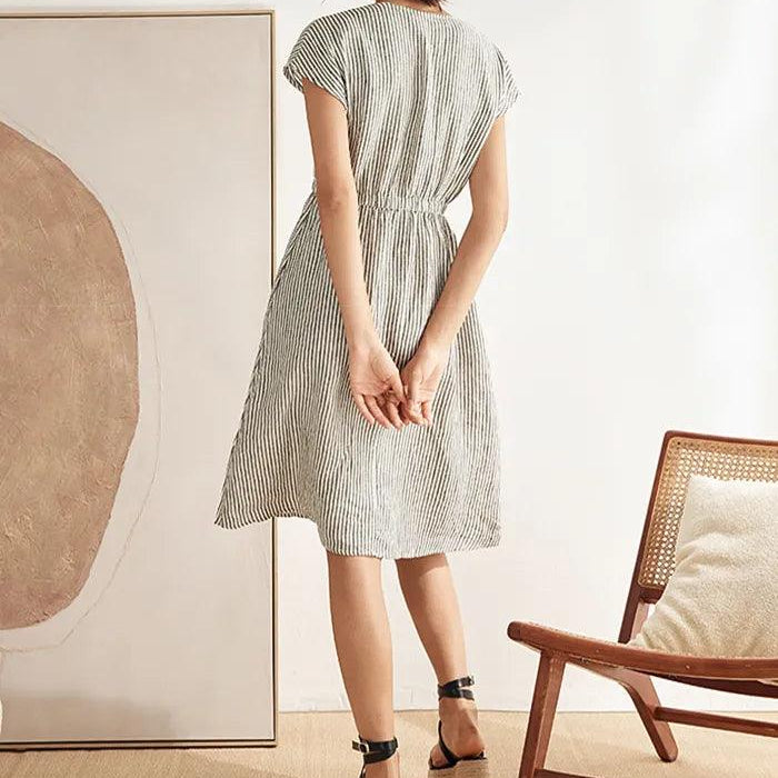 Linen Striped Dress — Aria