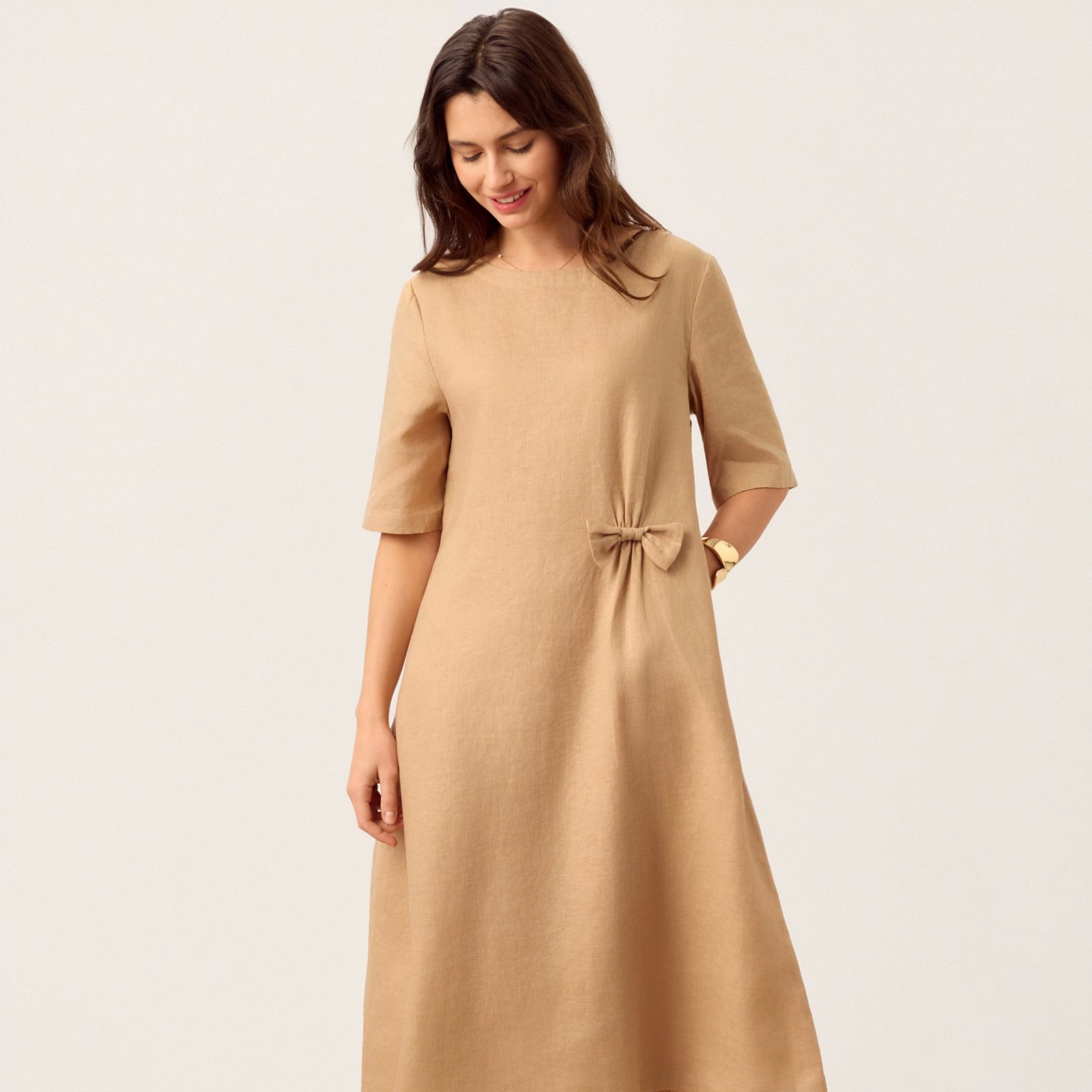 Linen Bow Dress — Esmeralda