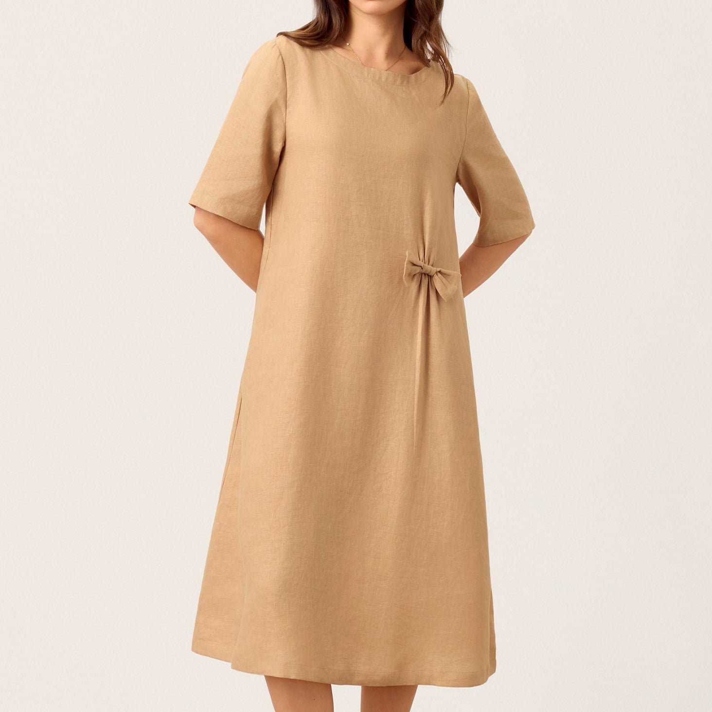 Linen Bow Dress — Esmeralda