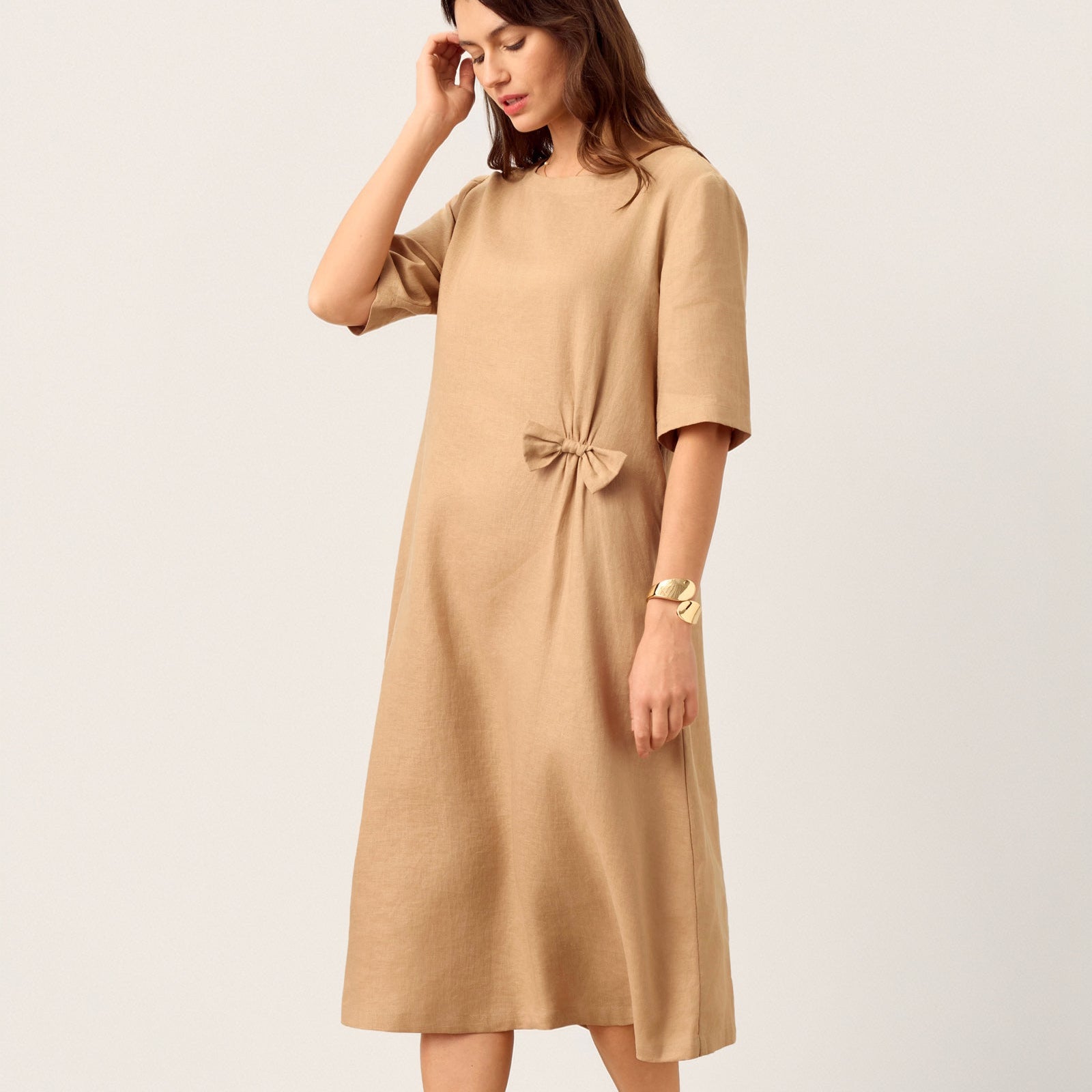 Linen Bow Dress — Esmeralda