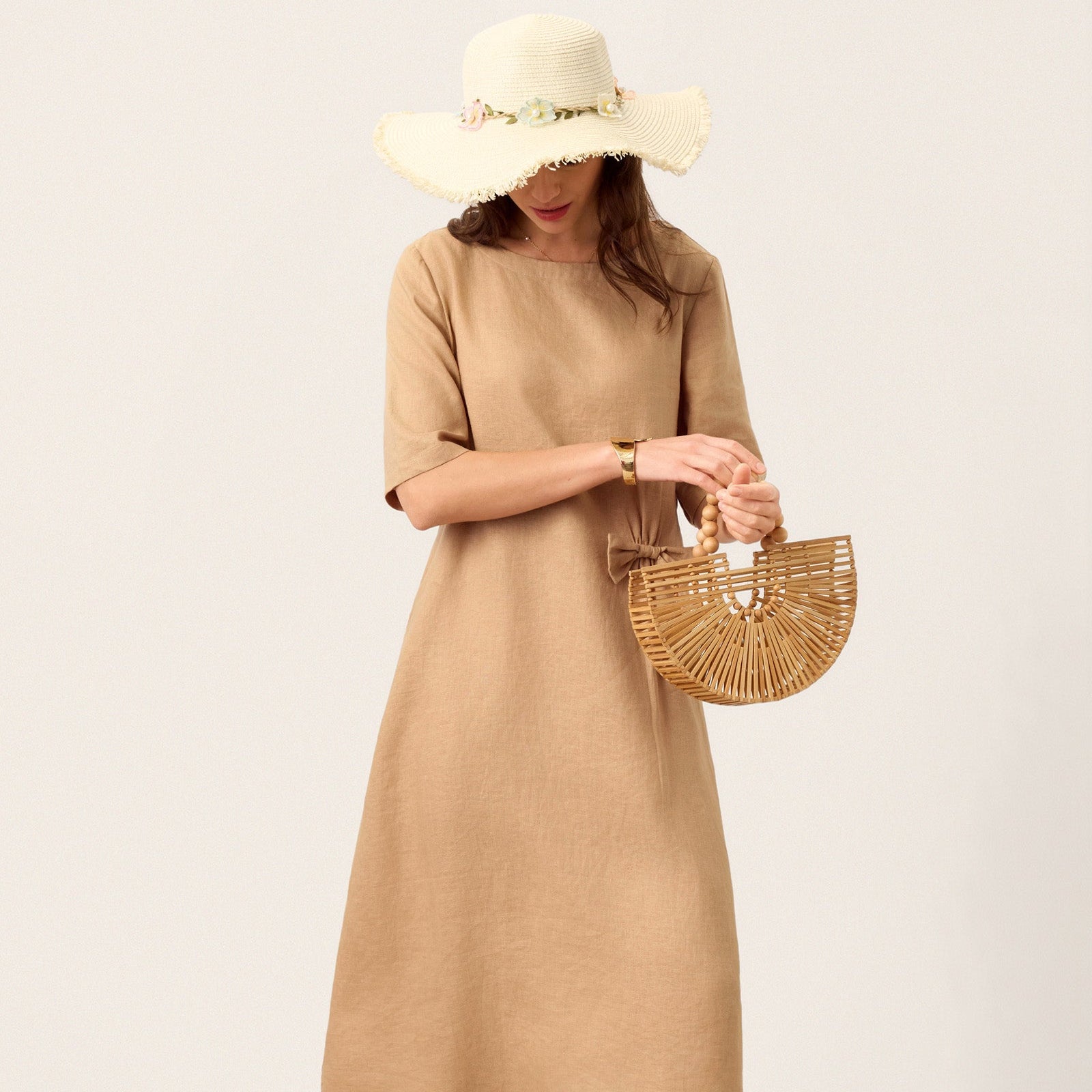 Linen Bow Dress — Esmeralda