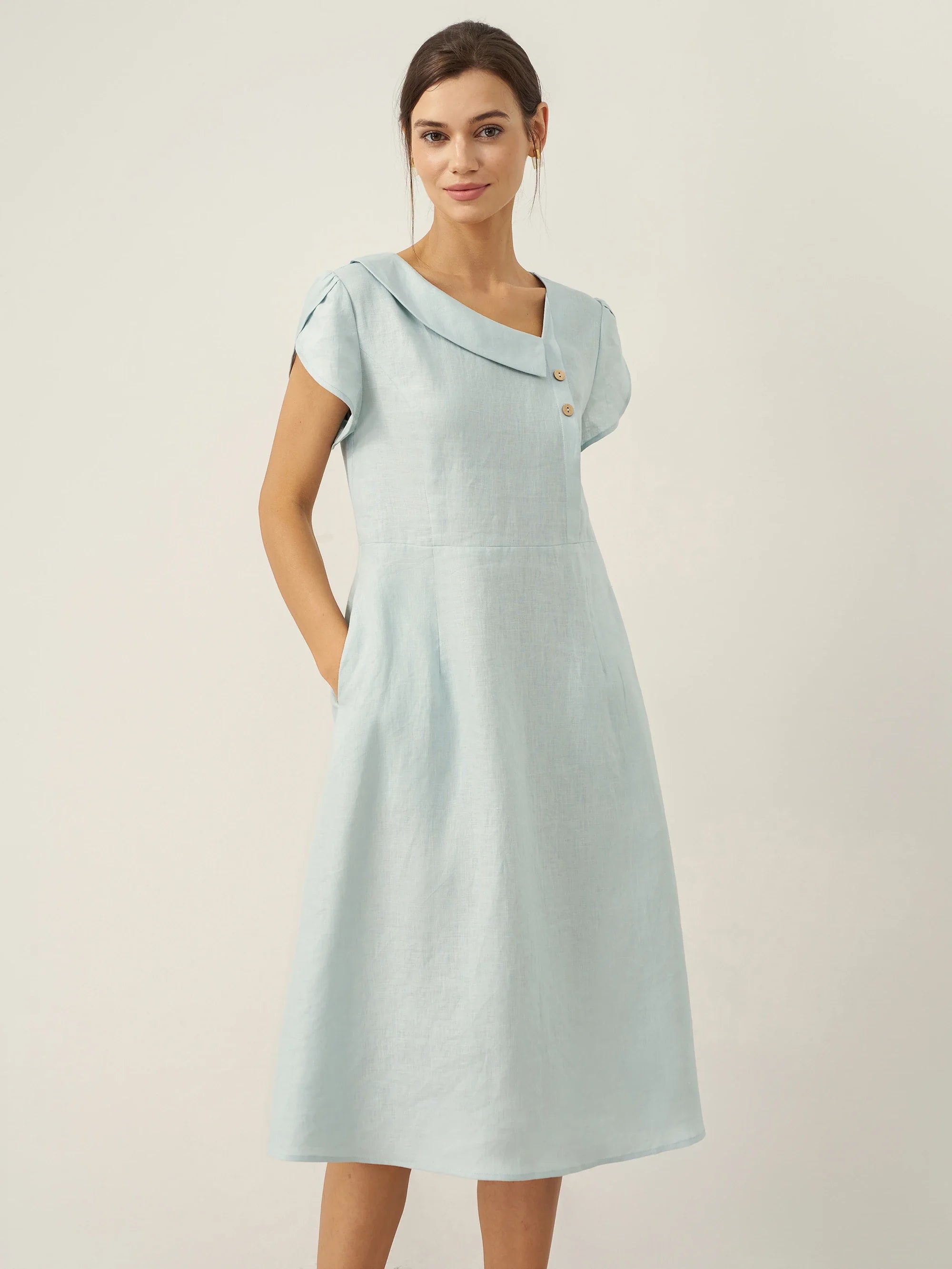 Linen Flutter Sleeve Dress — Fiona