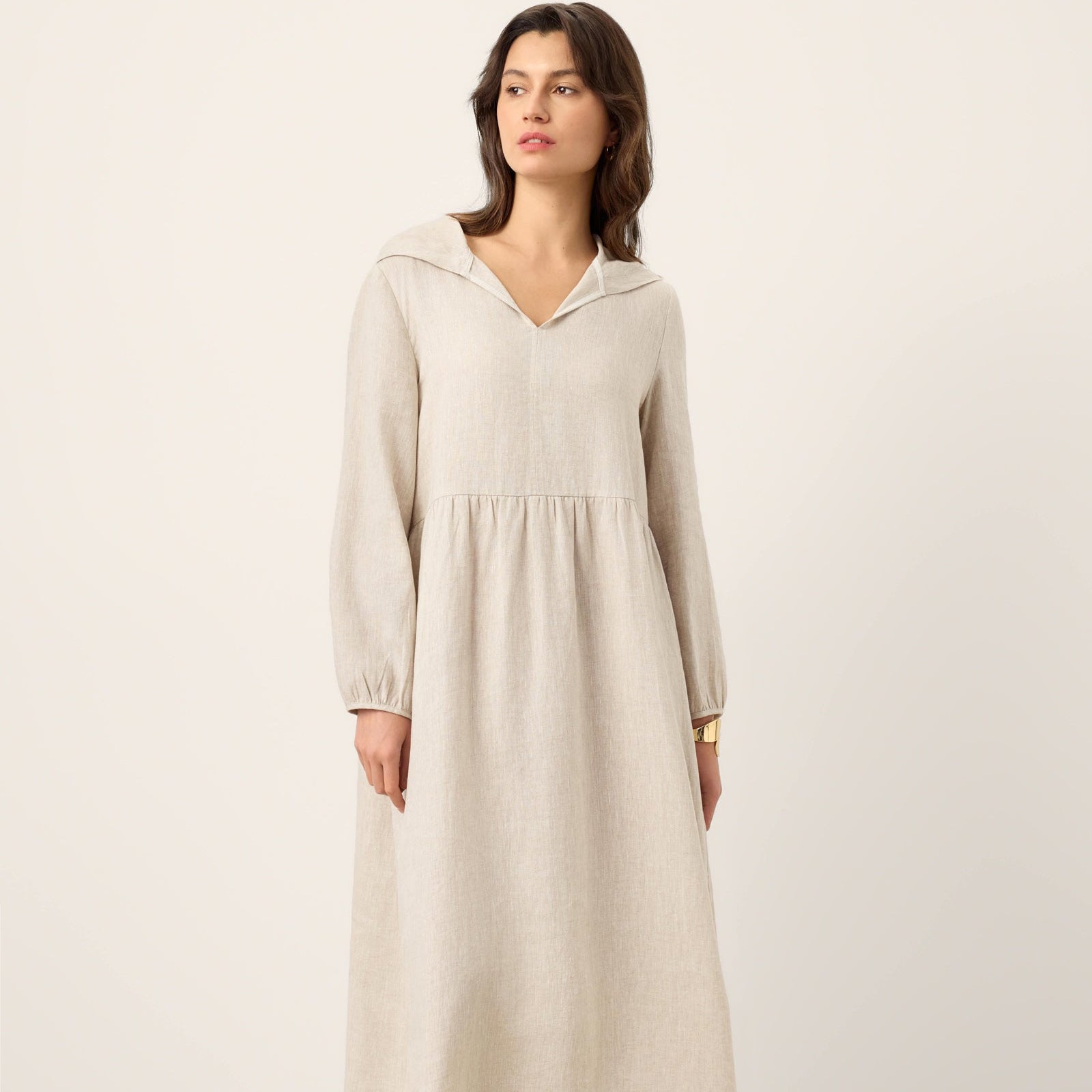 Linen Hooded Caftan Dress — Linette