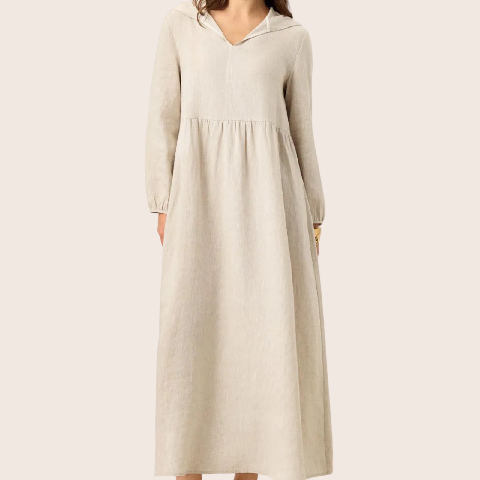 Linen Hooded Caftan Dress — Linette