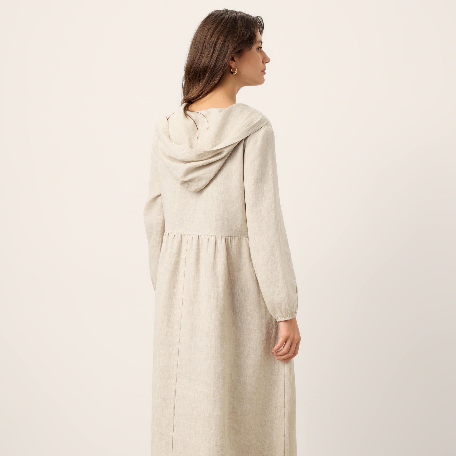 Linen Hooded Caftan Dress — Linette