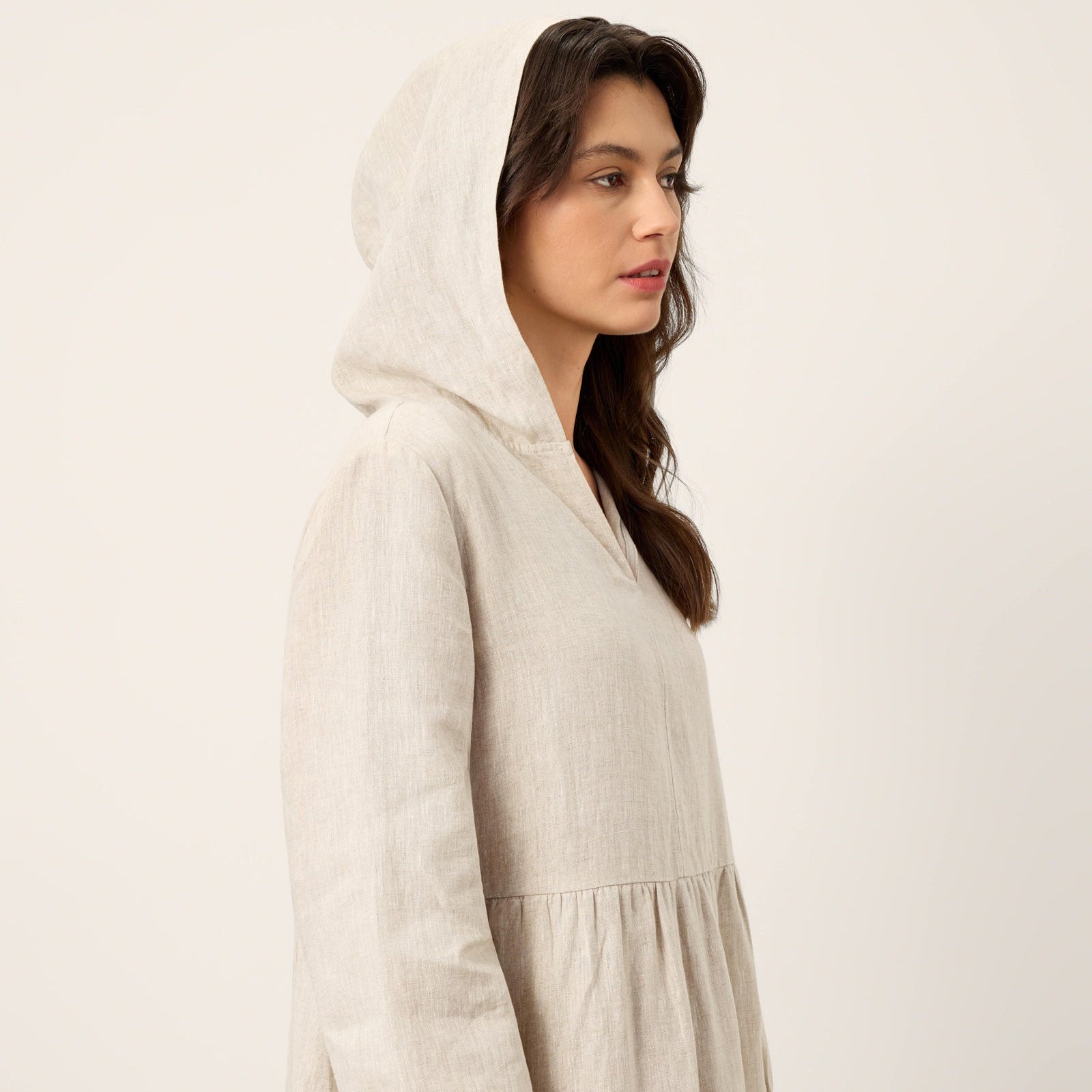 Linen Hooded Caftan Dress — Linette