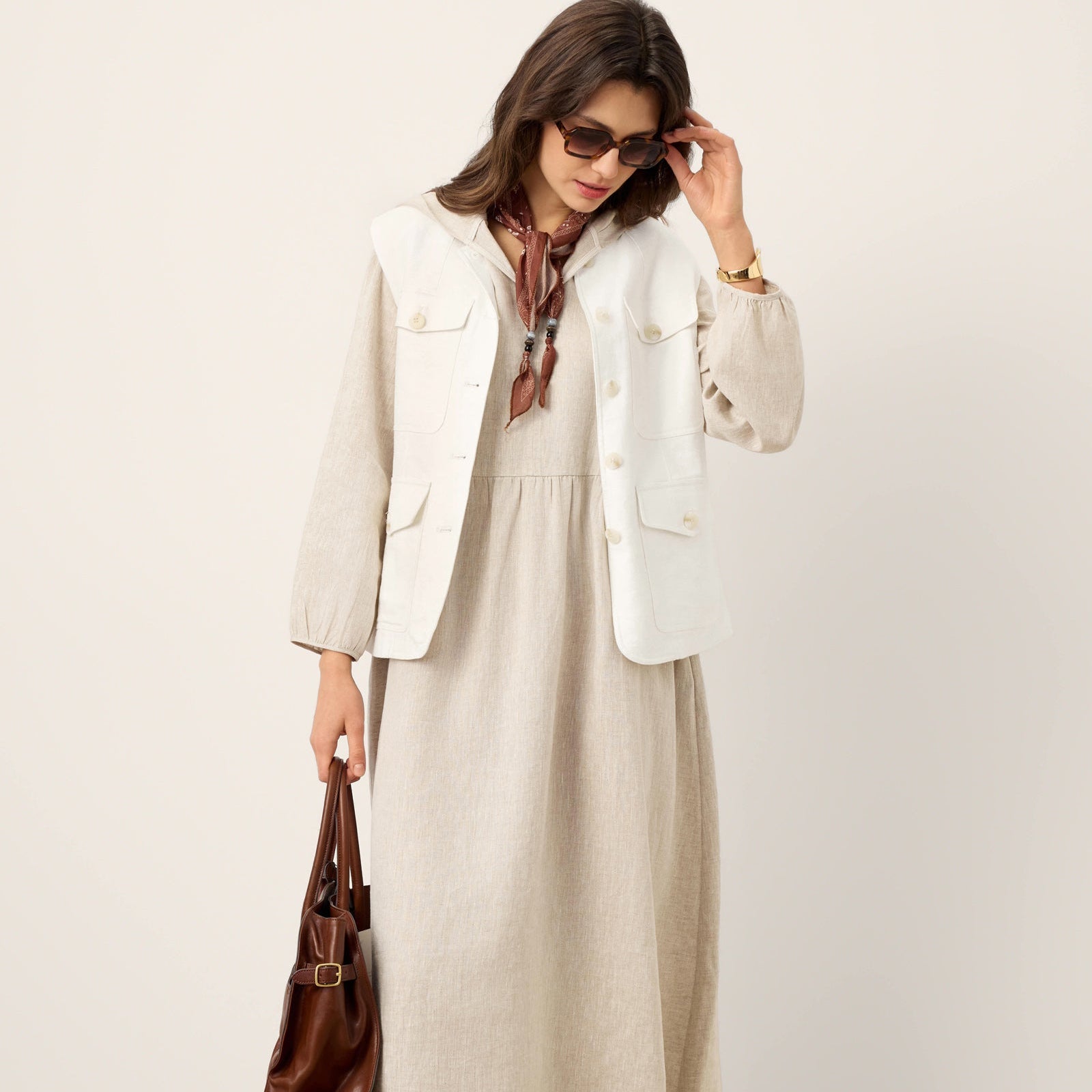 Linen Hooded Caftan Dress — Linette