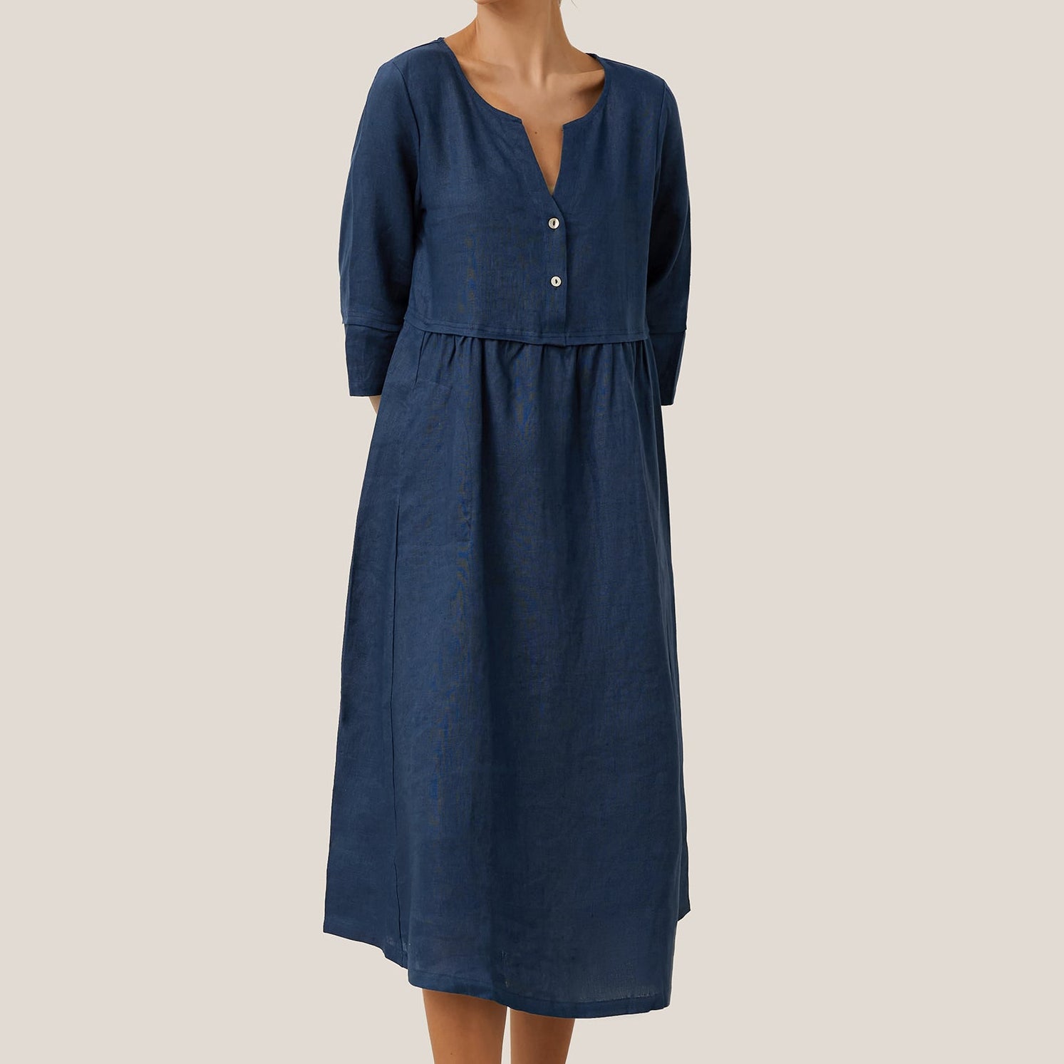 Linen Button Waist Dress — Luna