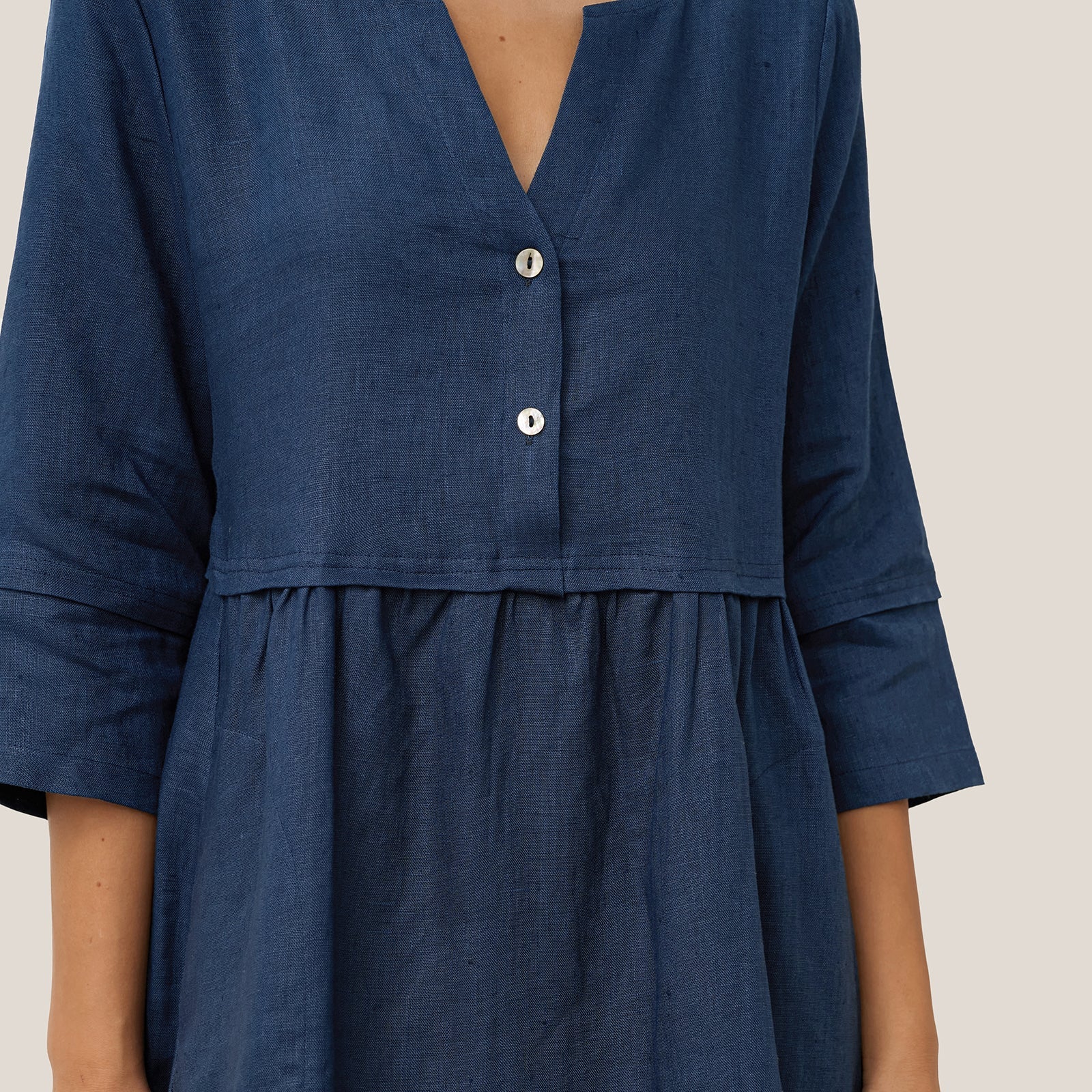 Linen Button Waist Dress — Luna