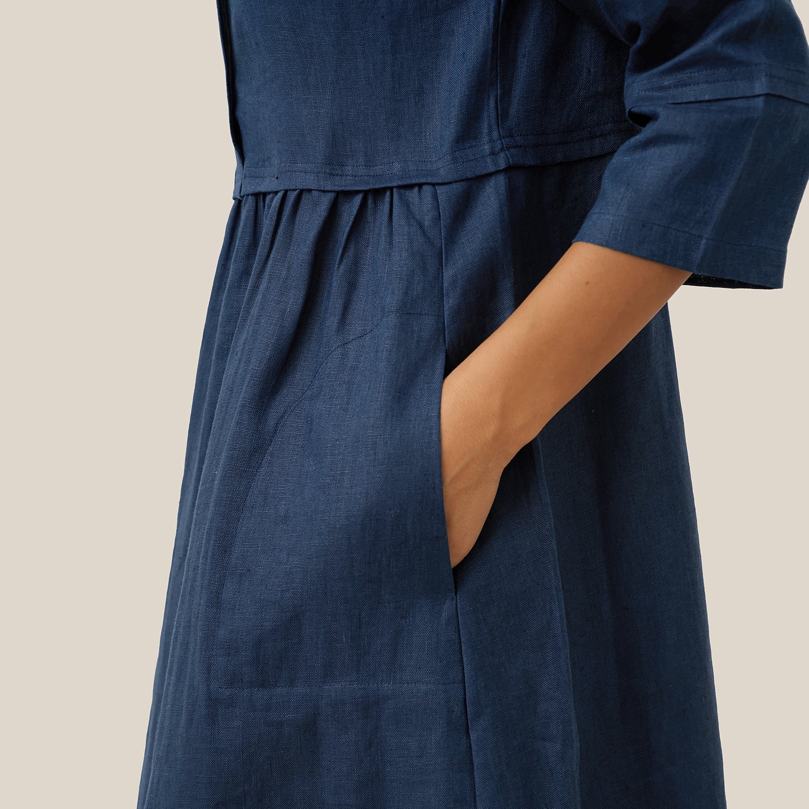 Linen Button Waist Dress — Luna