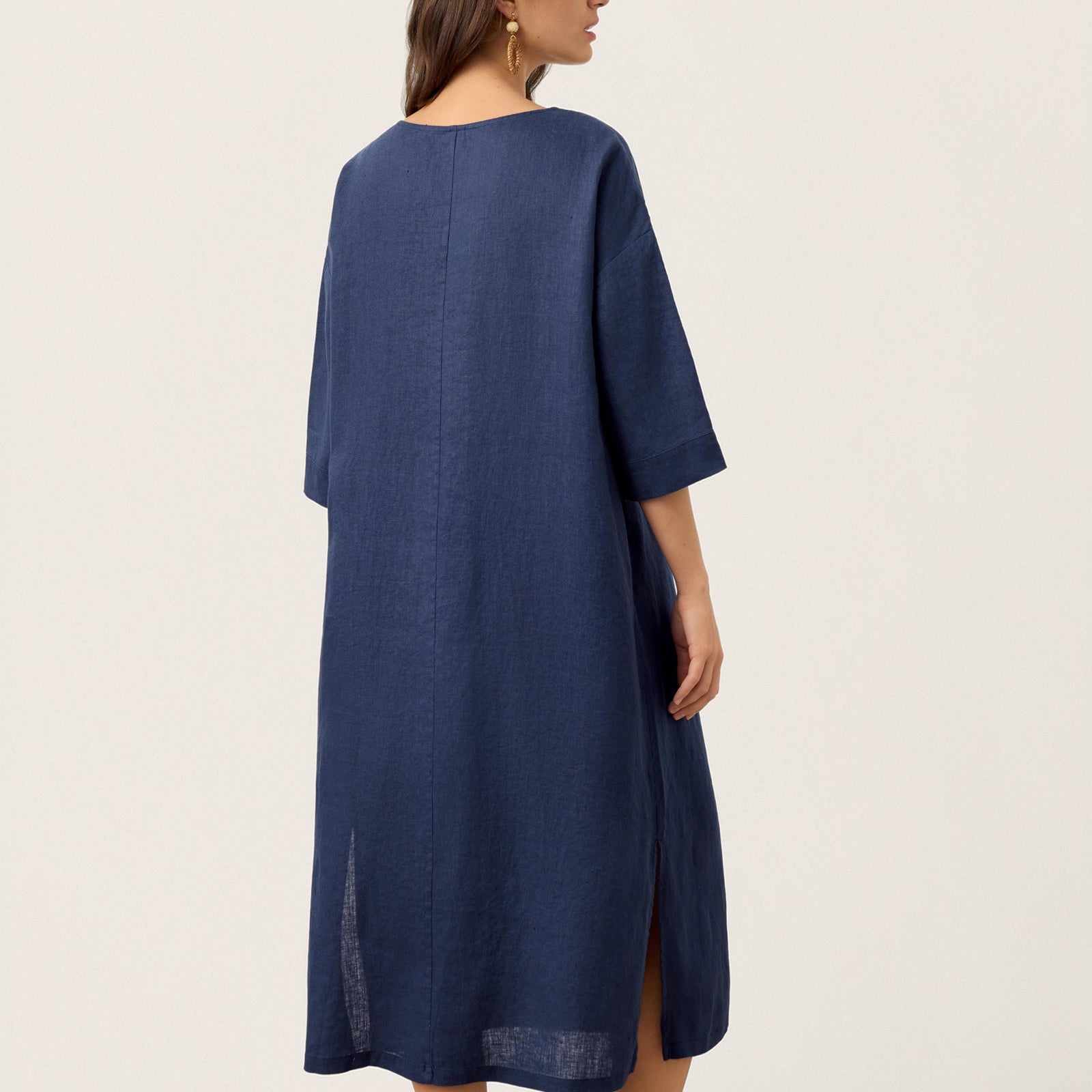 Linen Notch Neck Dress — Matilde