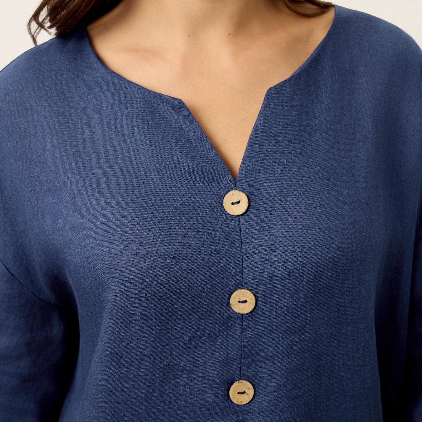 Linen Notch Neck Dress — Matilde