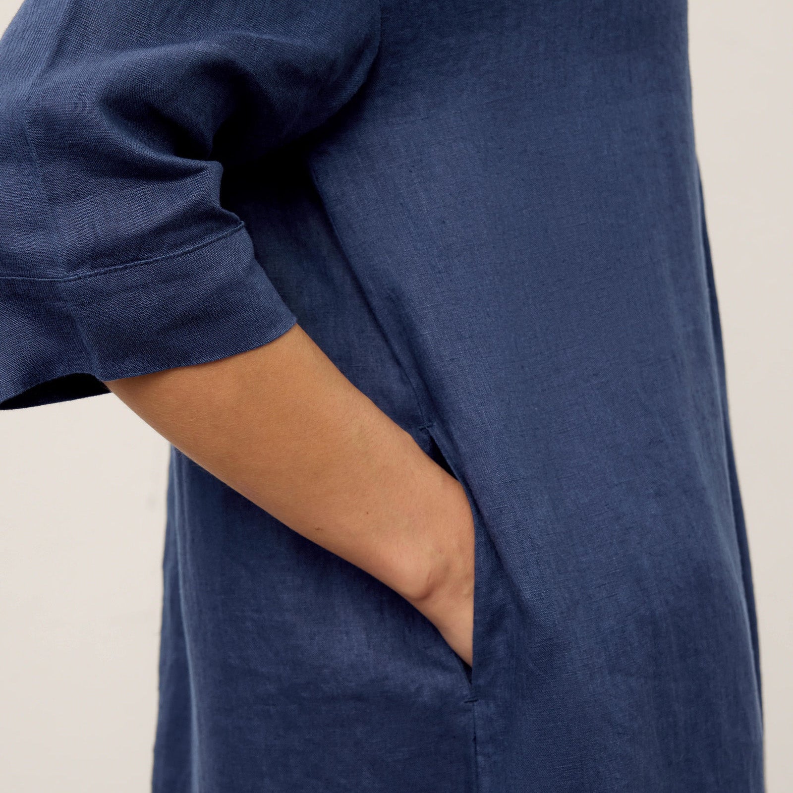 Linen Notch Neck Dress — Matilde