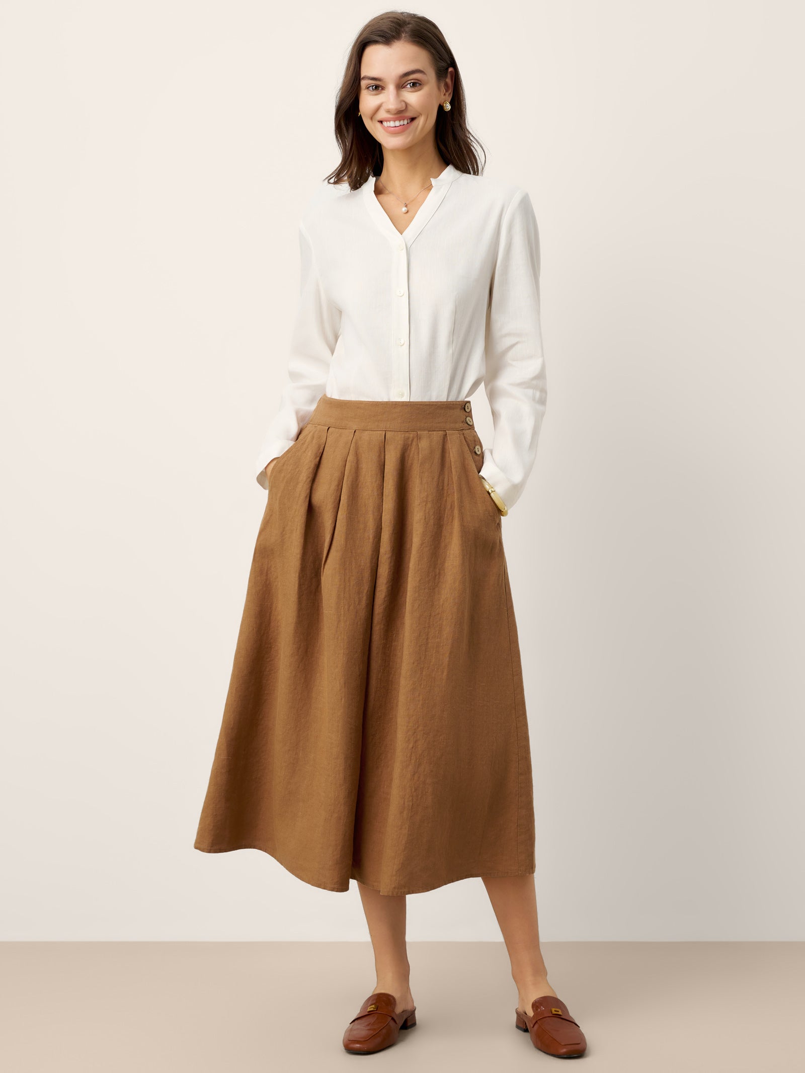 Linen Pleated Skirt — Priya