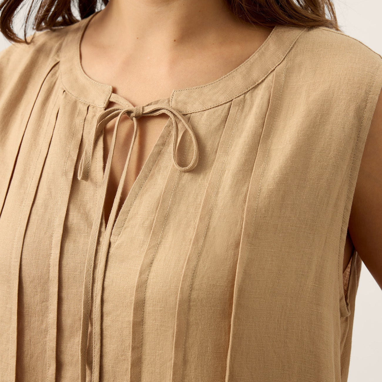 Linen Tie-Neck Dress — Millicent