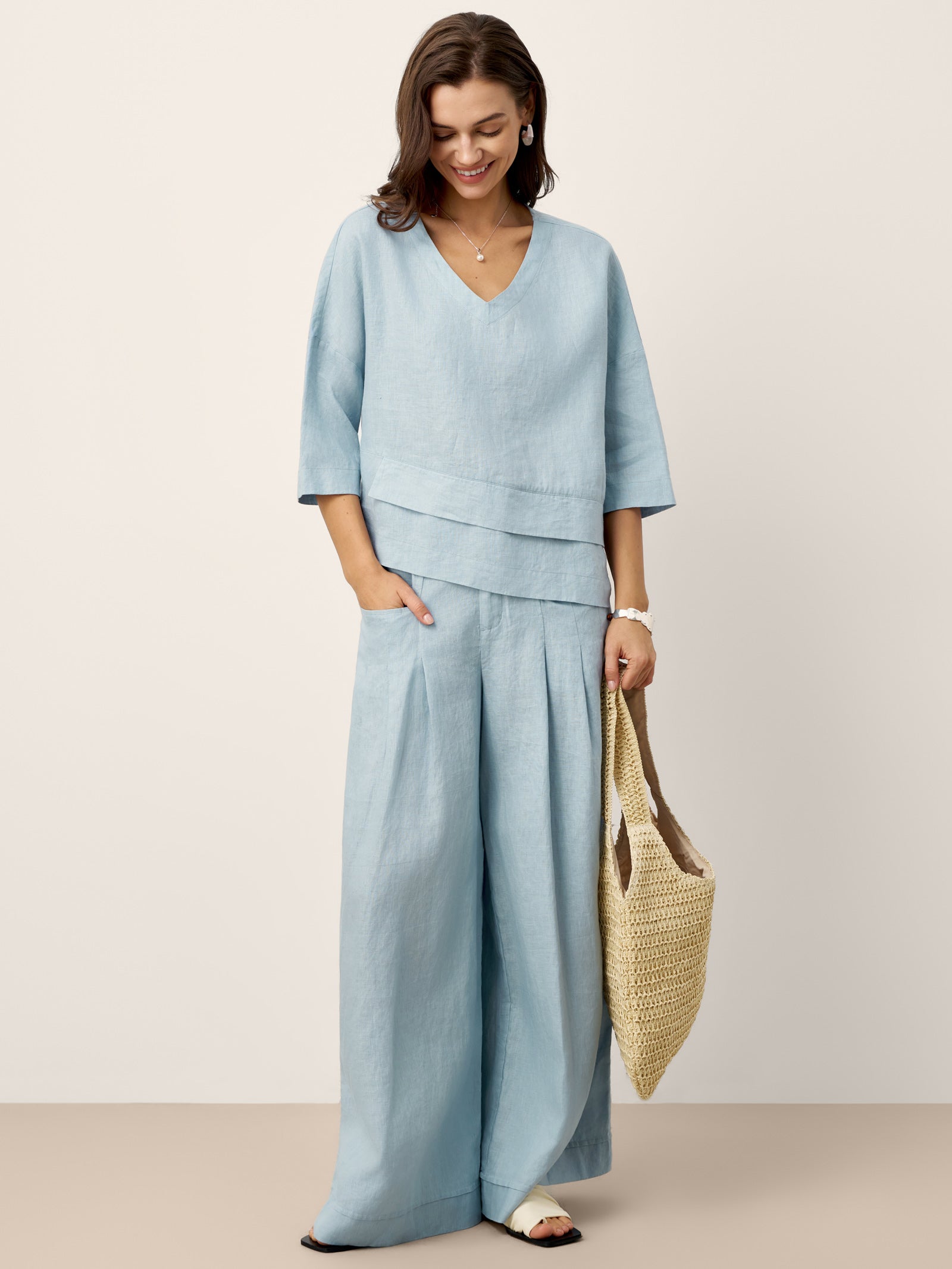 Fashionista Heaven Linen Pleated Relaxed Pants — Yara
