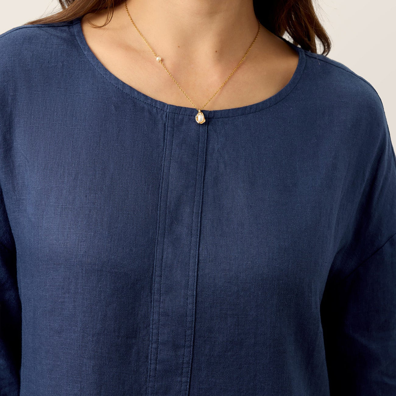 Linen Roll-Up Sleeve Dress — Maribel