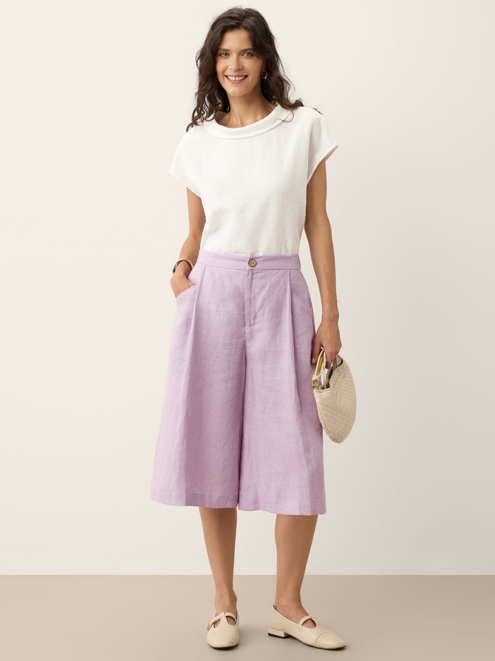Linen Bermuda Shorts — Berenice