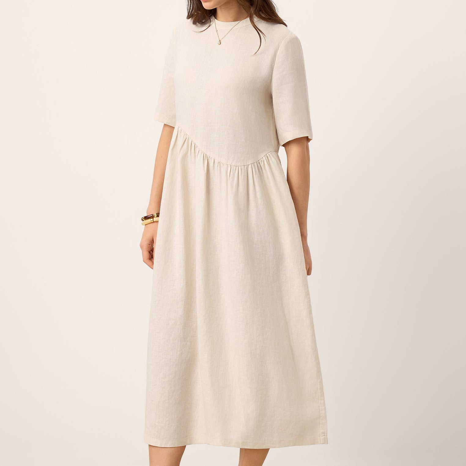 Linen Arch-Seam Fluid Midi — Eudora