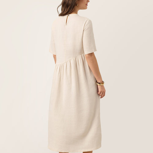 Linen Arch-Seam Fluid Midi — Eudora