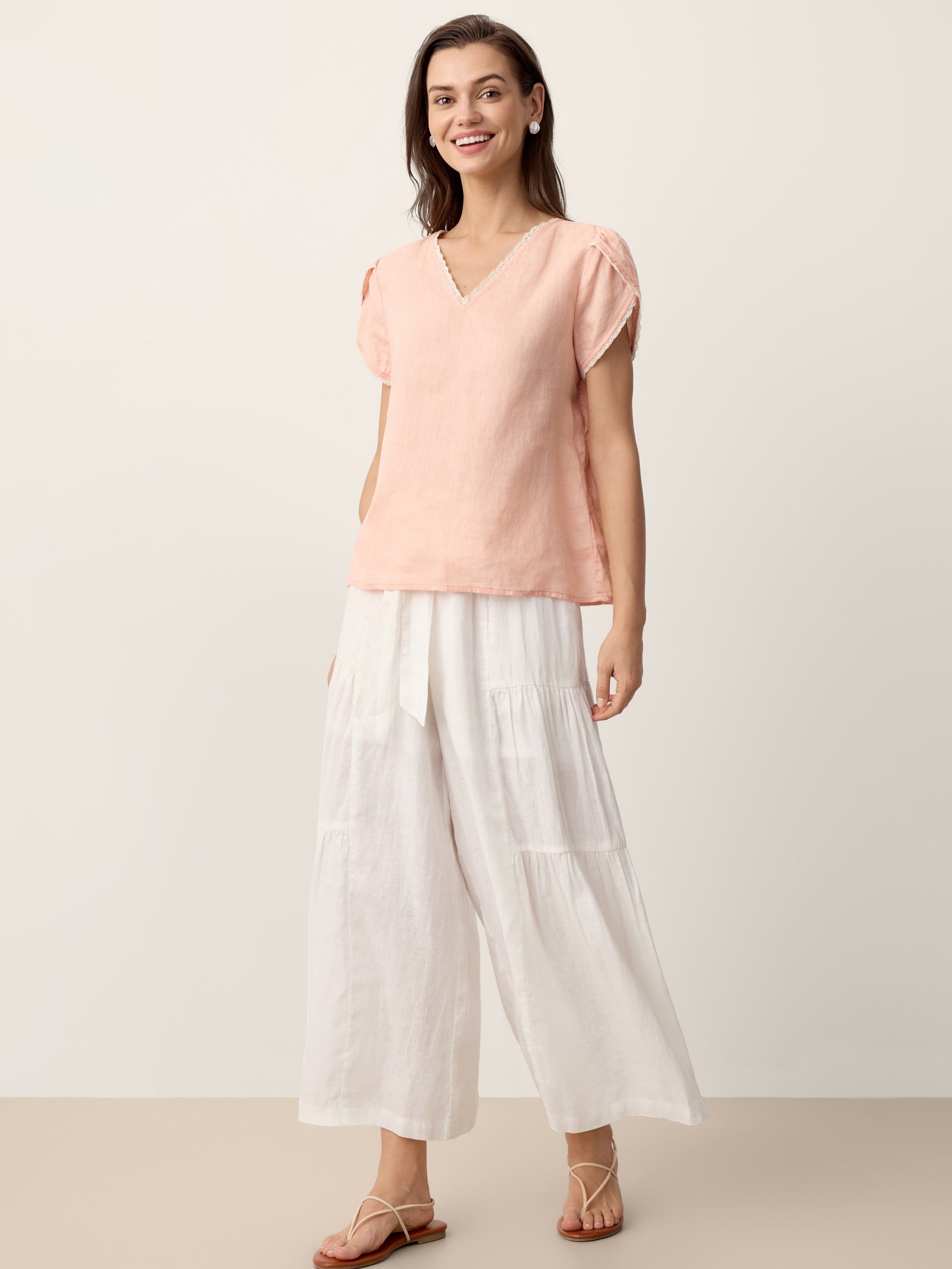 Fashionista Heaven Linen Bow-Waist Pants — Serena