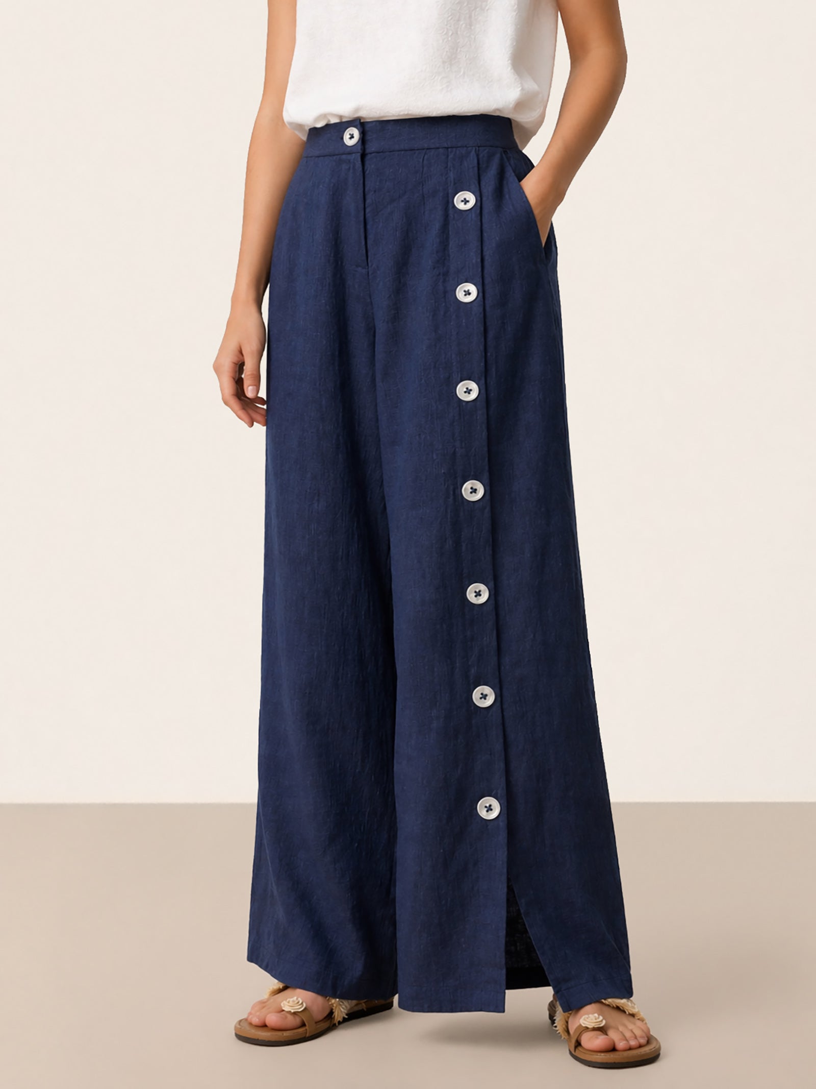 Fashionista Heaven Linen Slit-Hem Pants — Anaïs