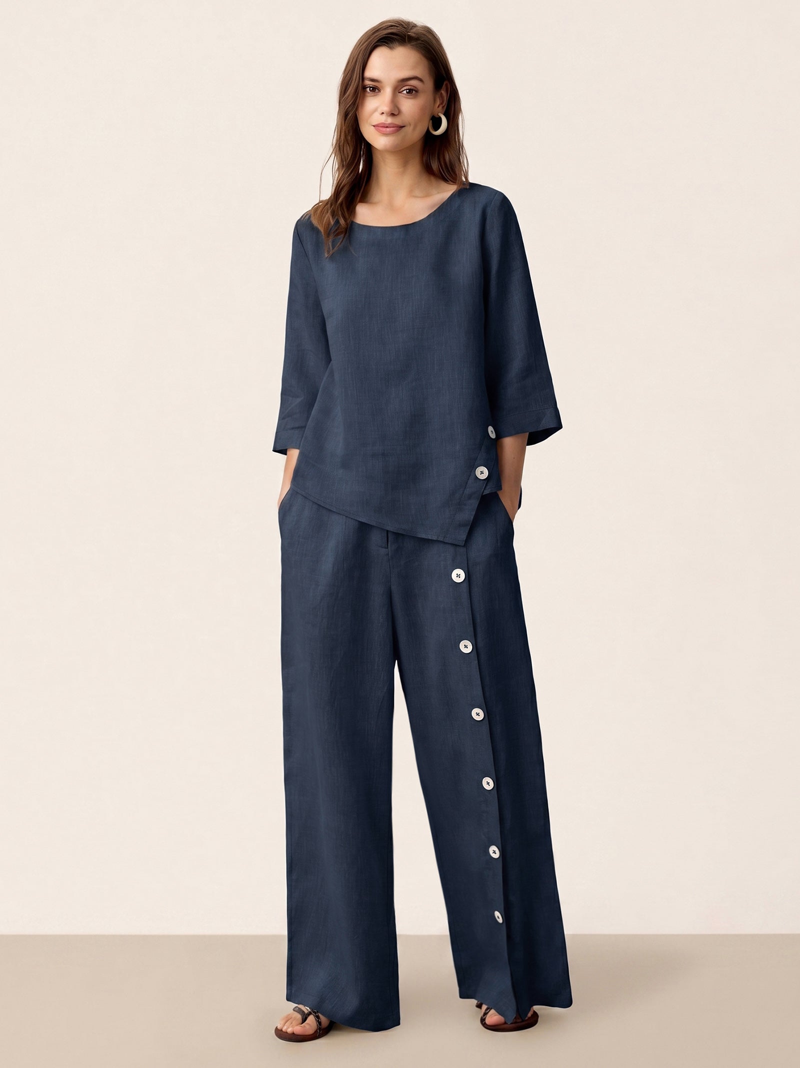 Fashionista Heaven Linen Slit-Hem Pants — Anaïs