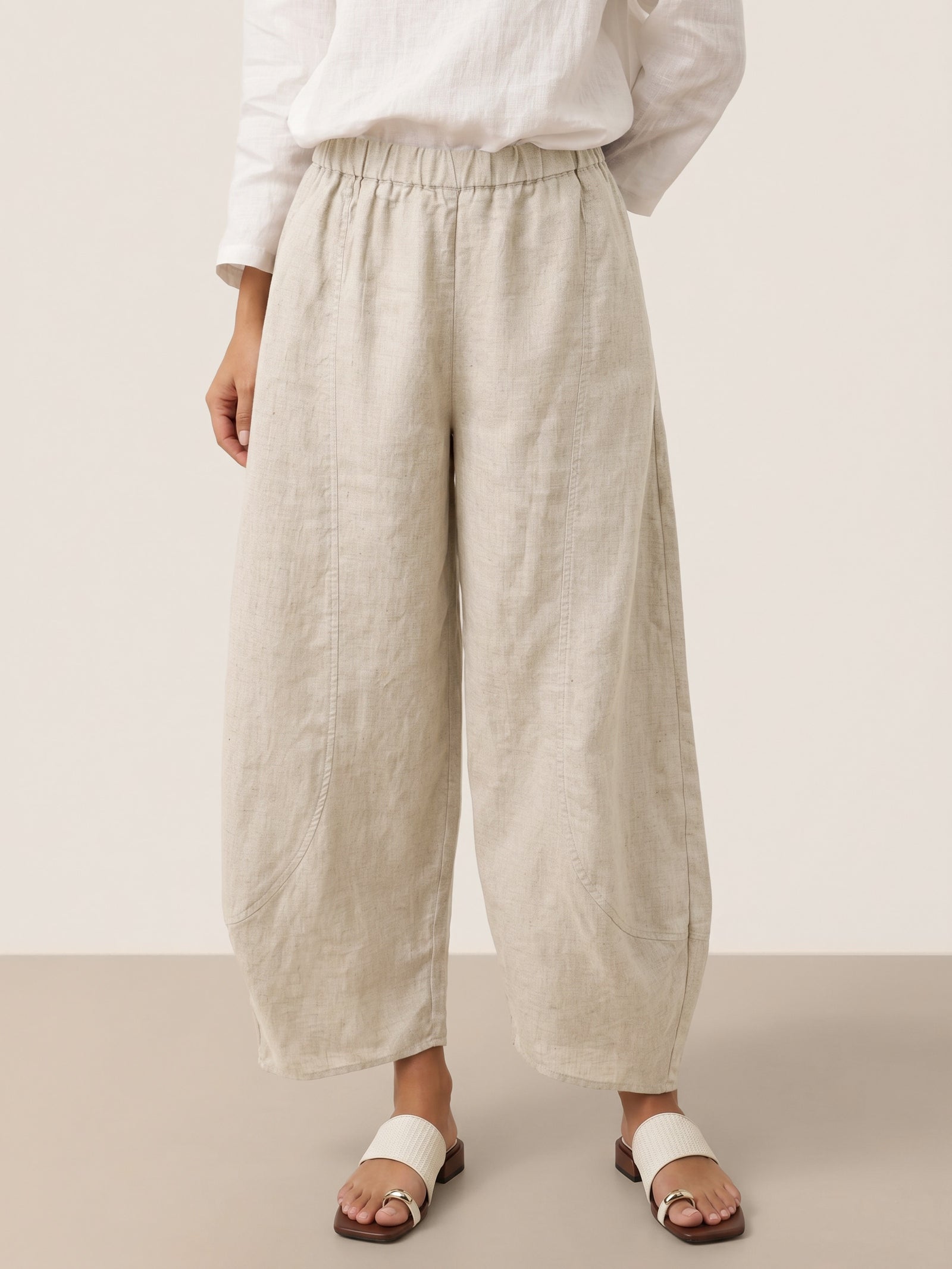 Fashionista Heaven Linen Ankle Pants — Clementine