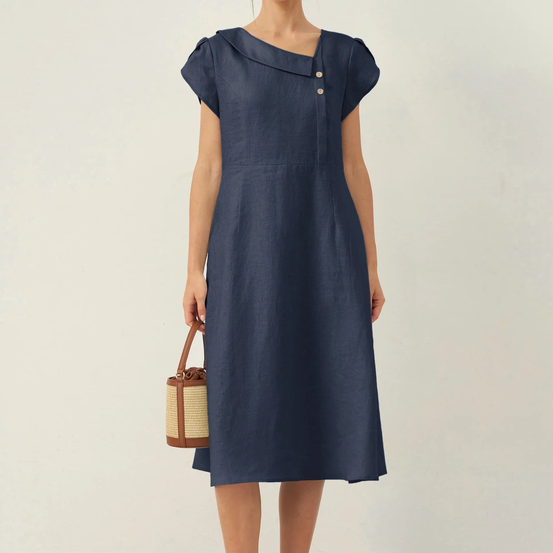 Linen Flutter Sleeve Dress — Fiona