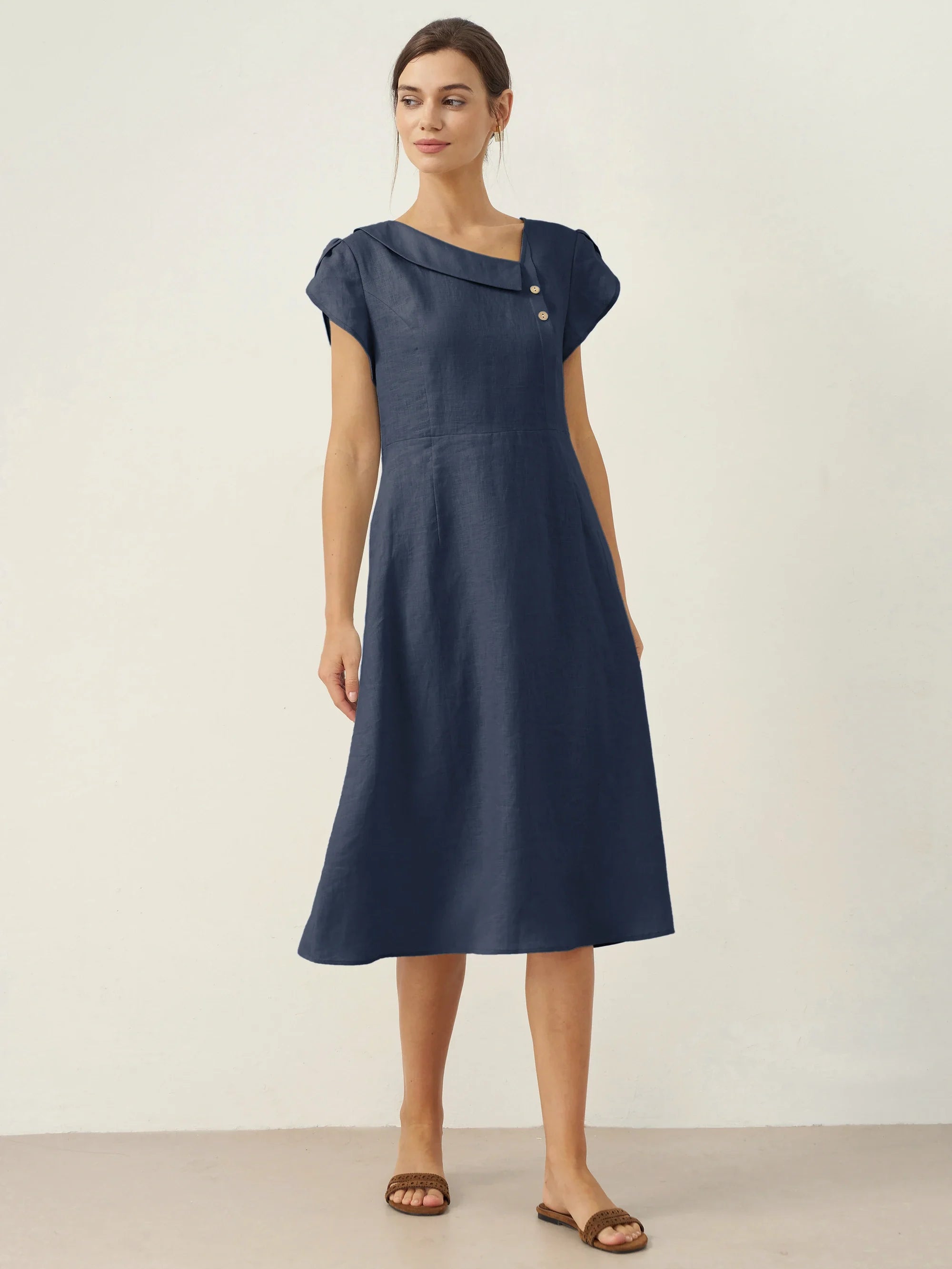 Linen Flutter Sleeve Dress — Fiona