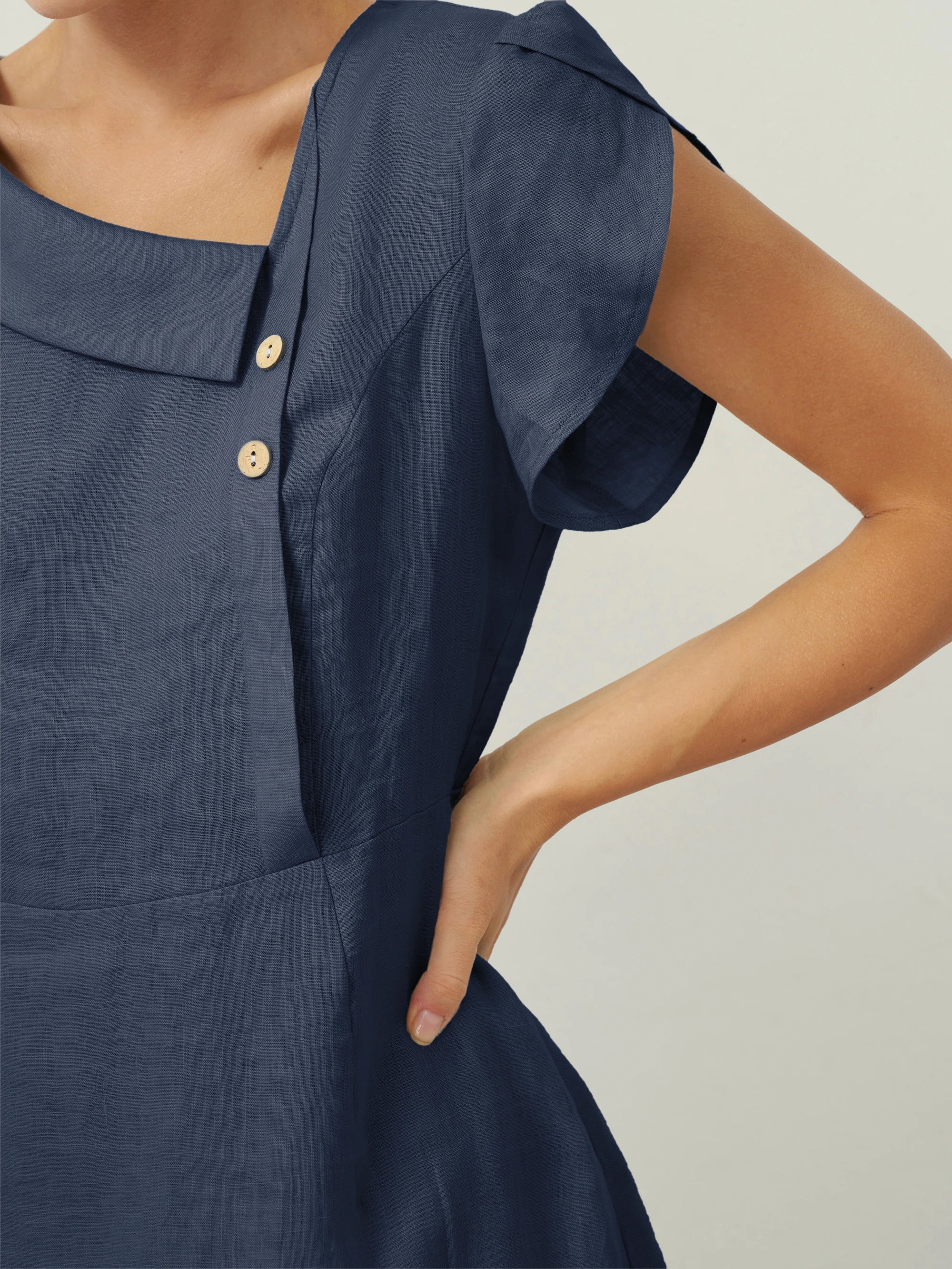 Linen Flutter Sleeve Dress — Fiona