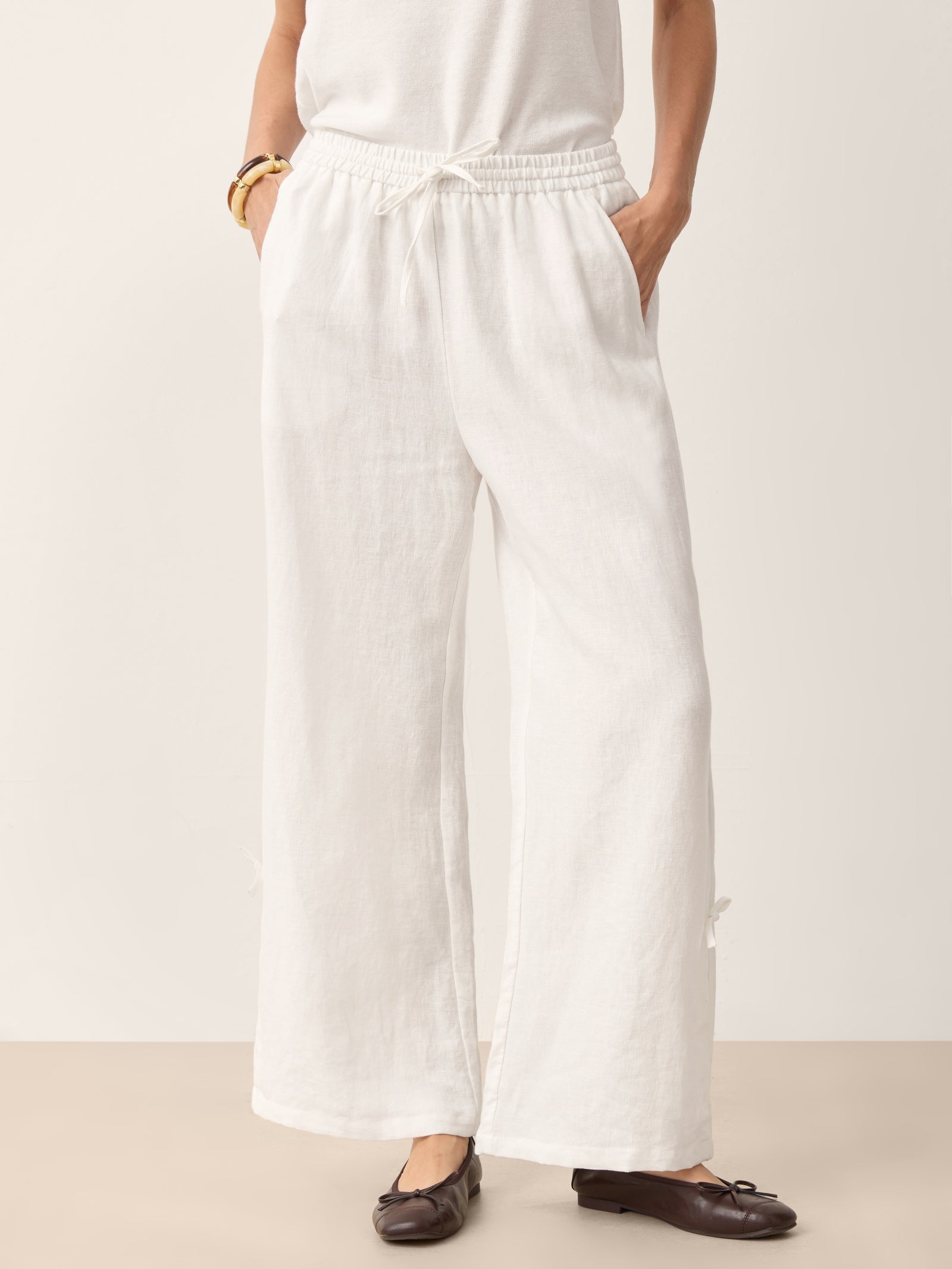 Fashionista Heaven Linen Drawstring Wide-Leg Pants — Allegra