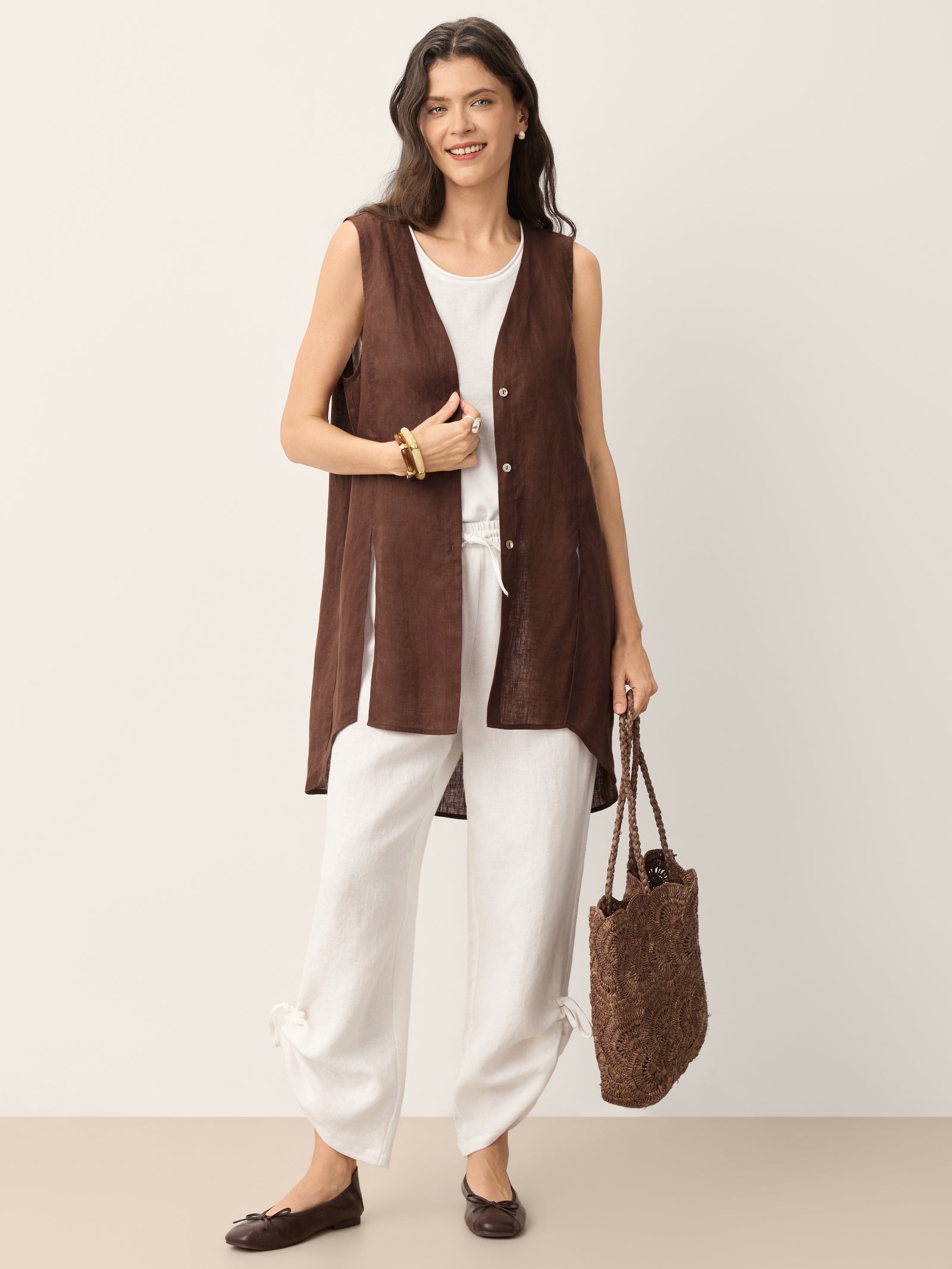 Fashionista Heaven Linen Drawstring Wide-Leg Pants — Allegra