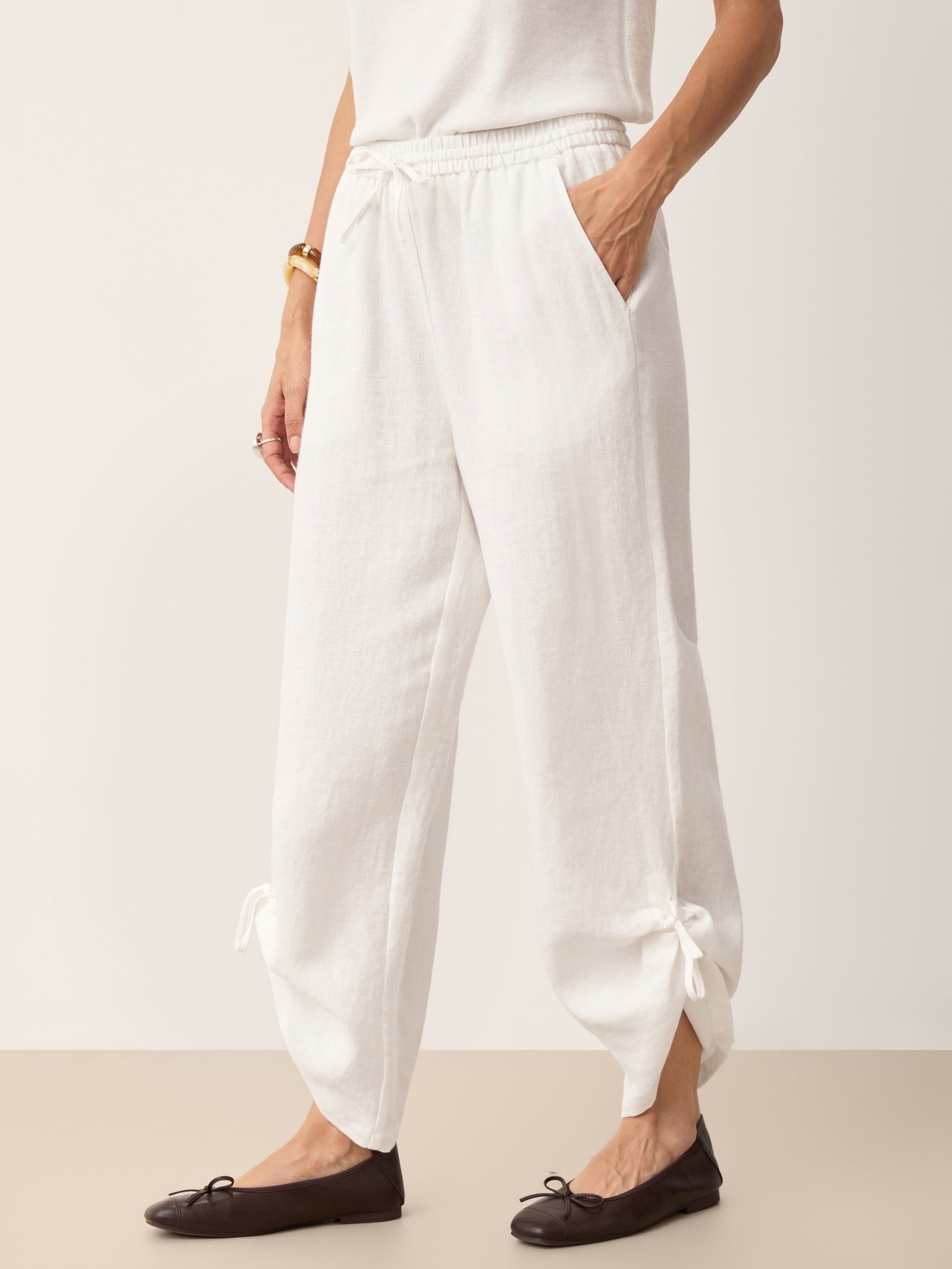 Fashionista Heaven Linen Drawstring Wide-Leg Pants — Allegra