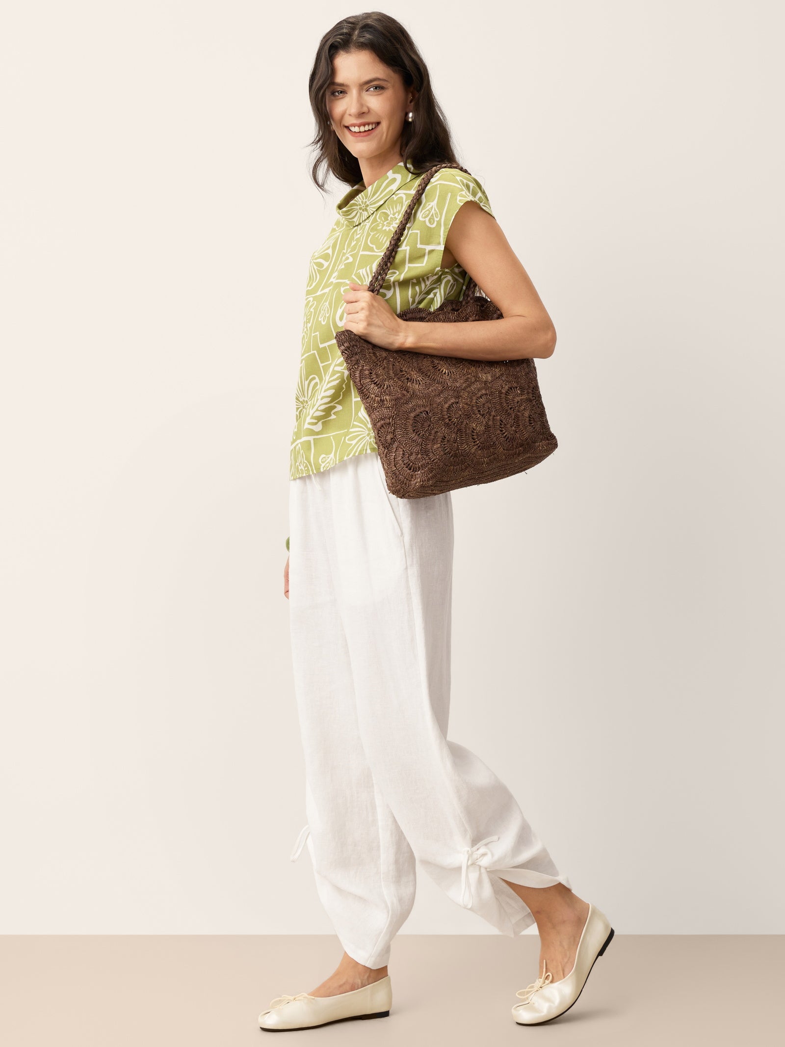 Fashionista Heaven Linen Drawstring Wide-Leg Pants — Allegra